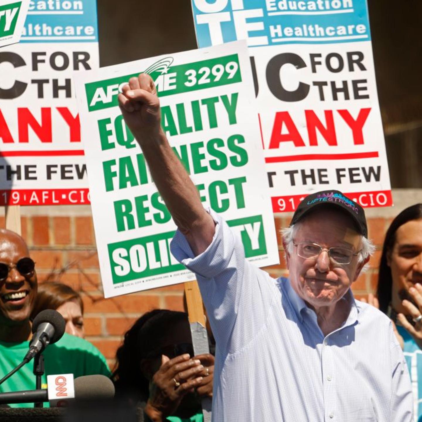Democratic Presidential Candidate Bernie Sanders Attends Communication Workers Union Rally At UCLA