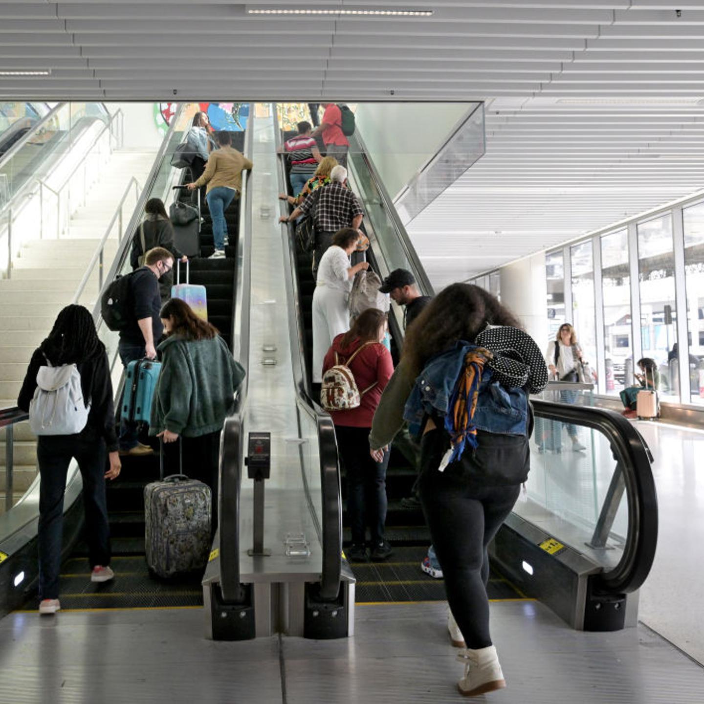 Travelers at Los Angeles International Airport the week before Thanksgiving.