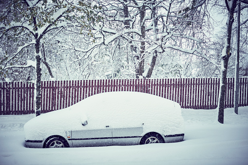 Snowcapped car