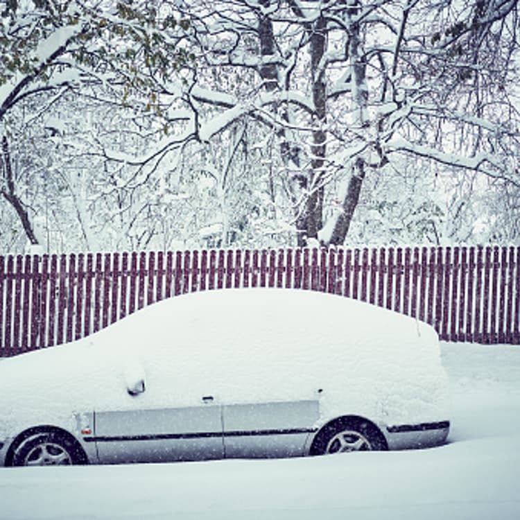 Snowcapped car