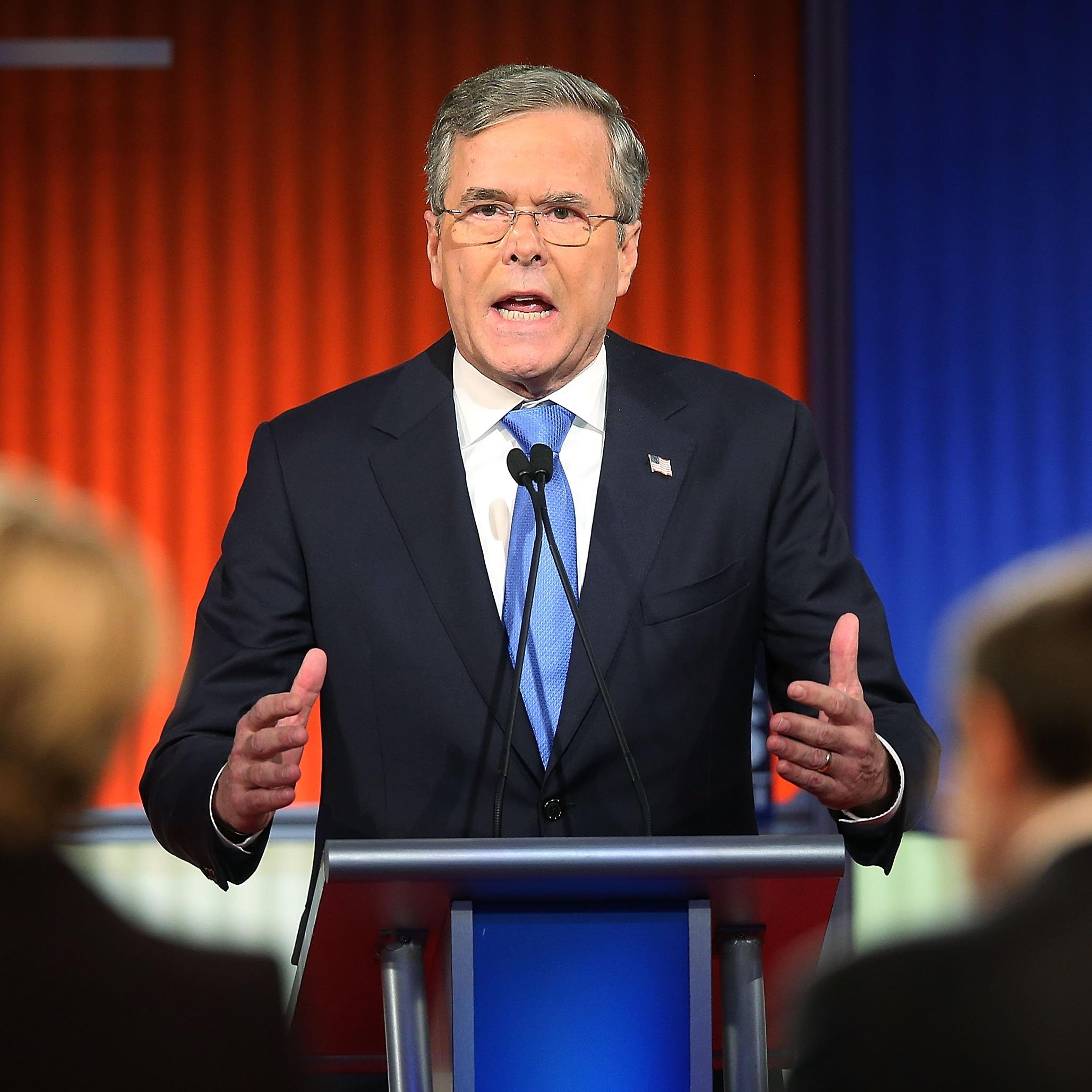 Republican presidential candidate Jeb Bush at the Republican presidential debate Thursday, Jan. 28, 2016, in Des Moines, Iowa.