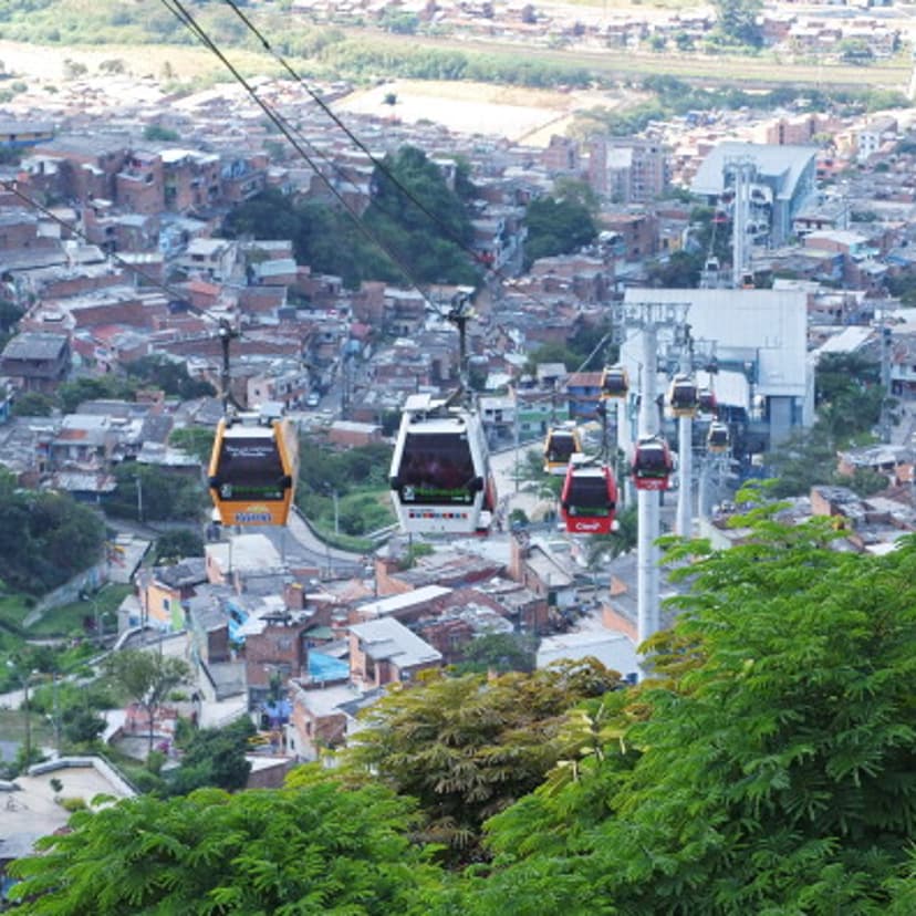 The cable cars in use in the city slums in Medellin, Colombia on January 5, 2013.