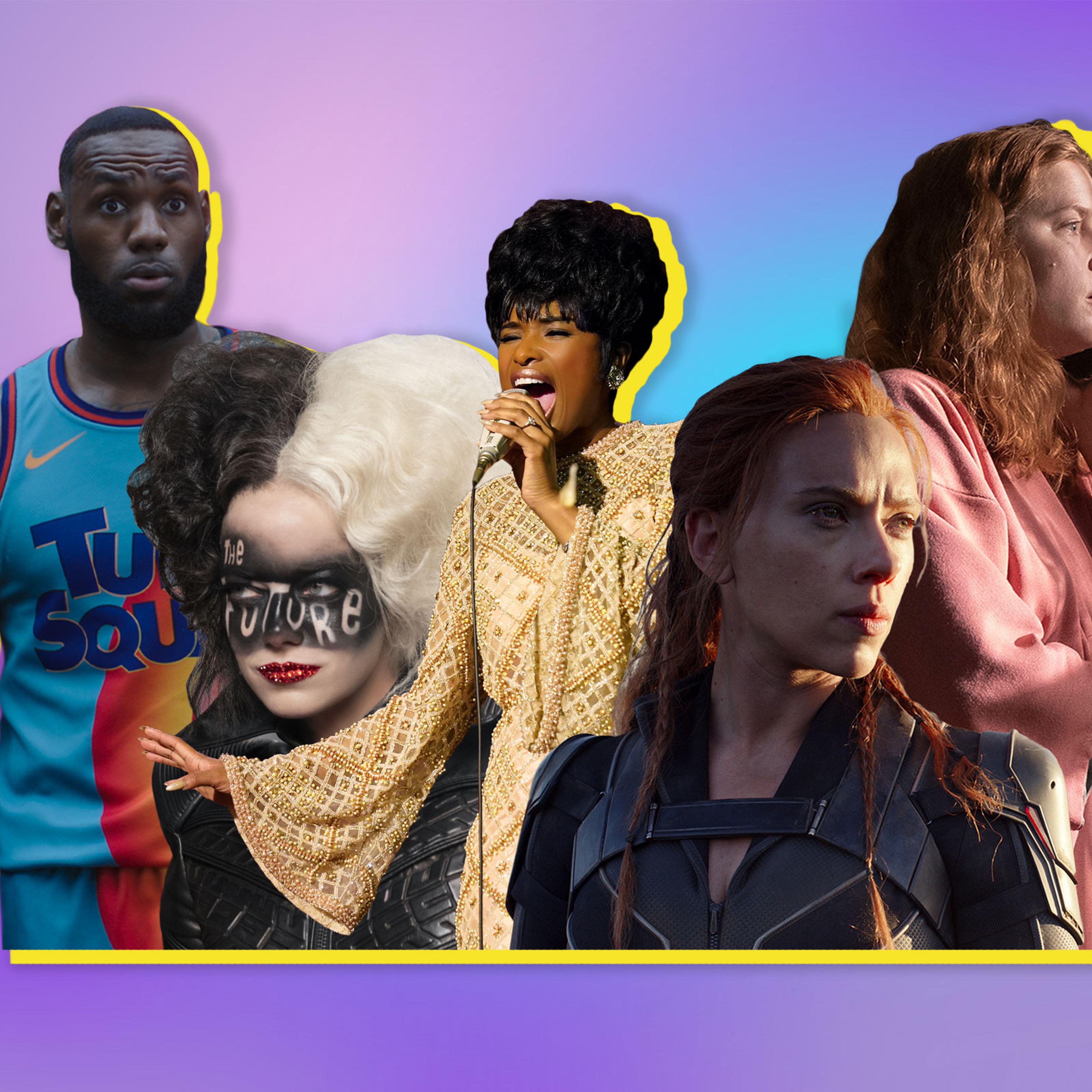 Lebron James in Space Jam: A New Legacy; Emma Stone in Cruella; Jennifer Hudson in Respect; Scarlett Johansson in Black Widow; Amy Adams in The Woman in the Window