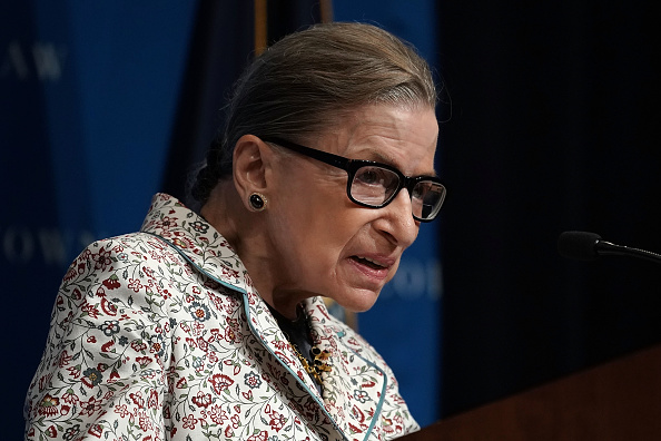 U.S. Supreme Court Justice Ruth Bader Ginsburg participates in a lecture September 26, 2018 at Georgetown University Law Center in Washington, DC.