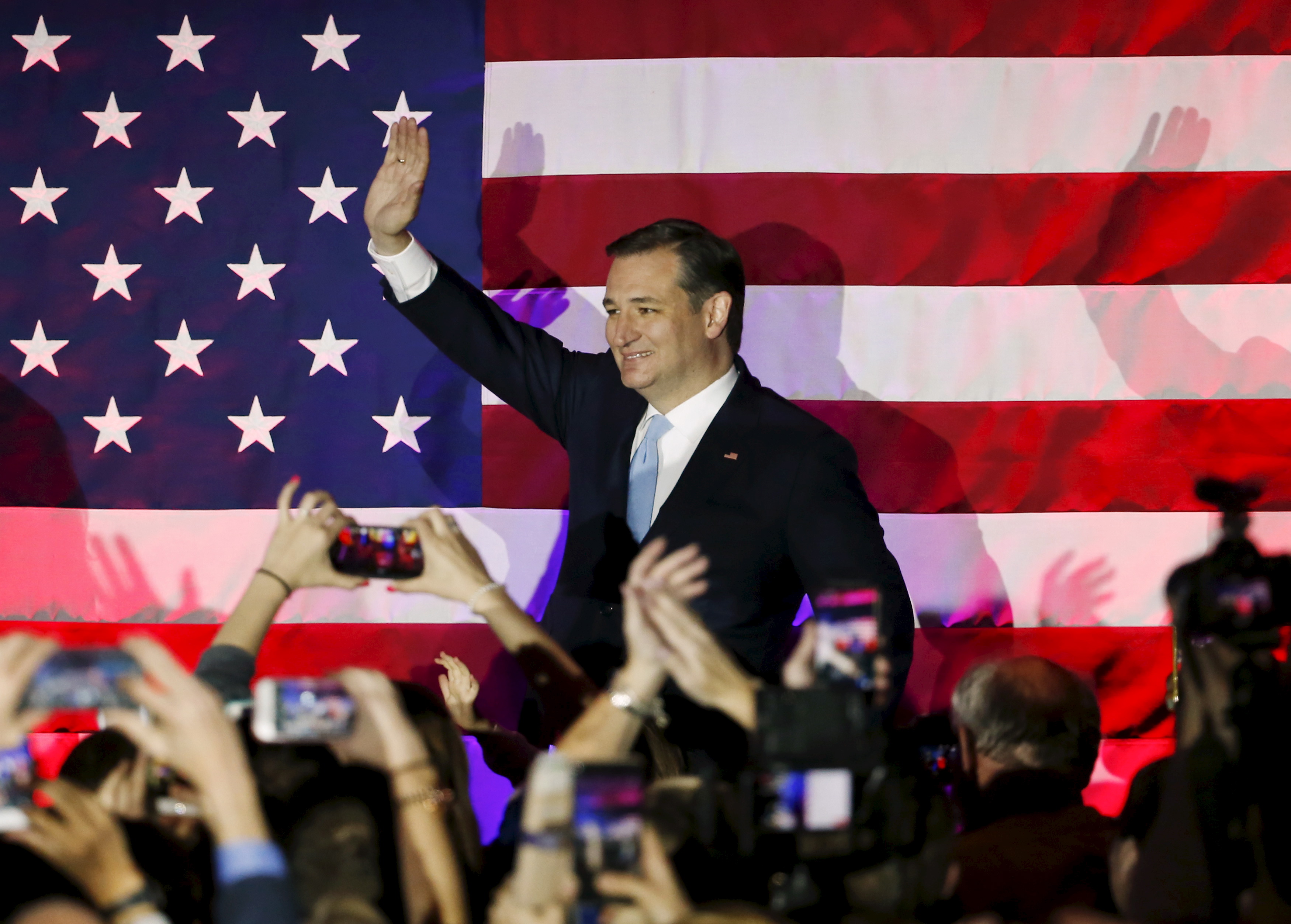 U.S. Republican presidential candidate Ted Cruz arrives for a Wisconsin primary night rally in Milwaukee