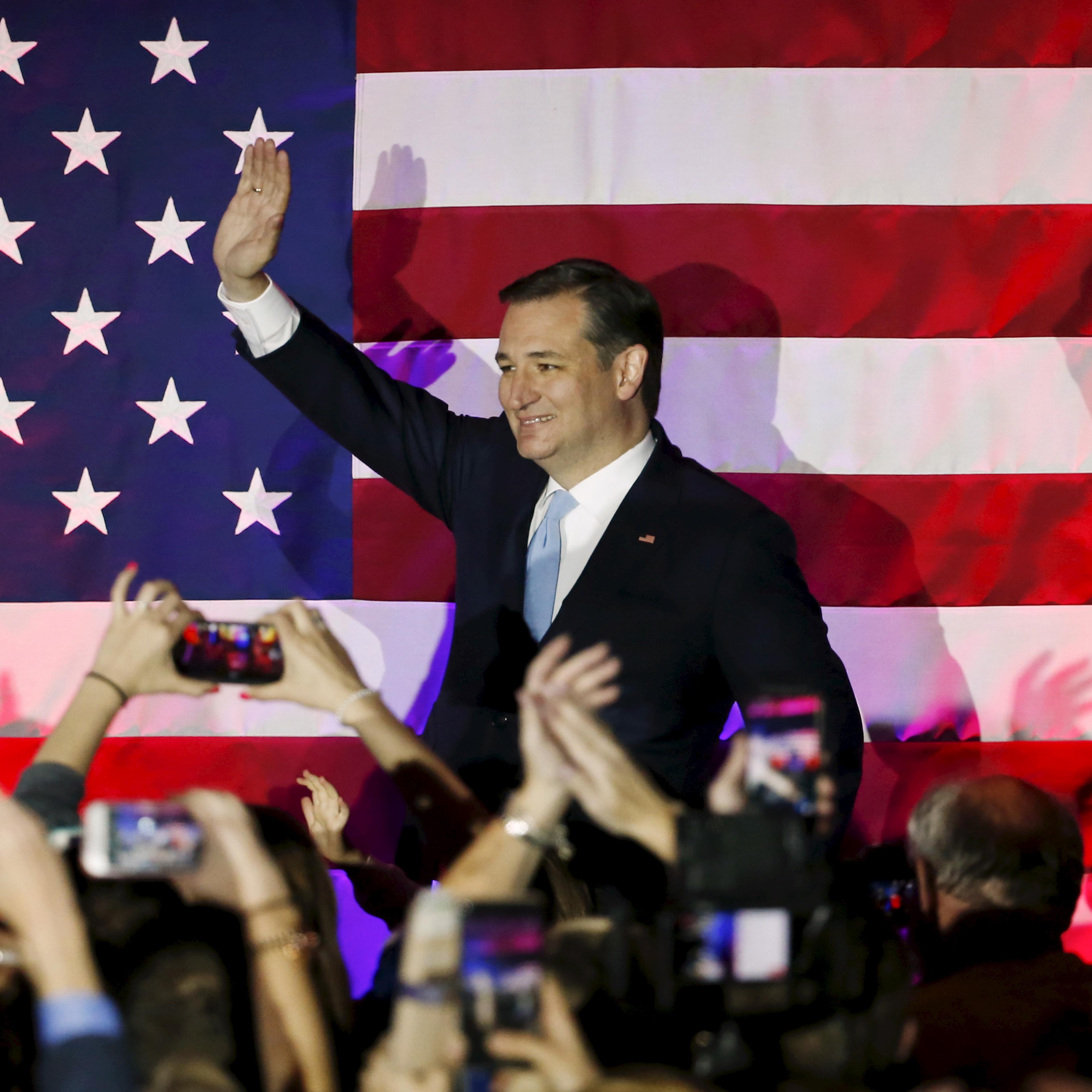 U.S. Republican presidential candidate Ted Cruz arrives for a Wisconsin primary night rally in Milwaukee