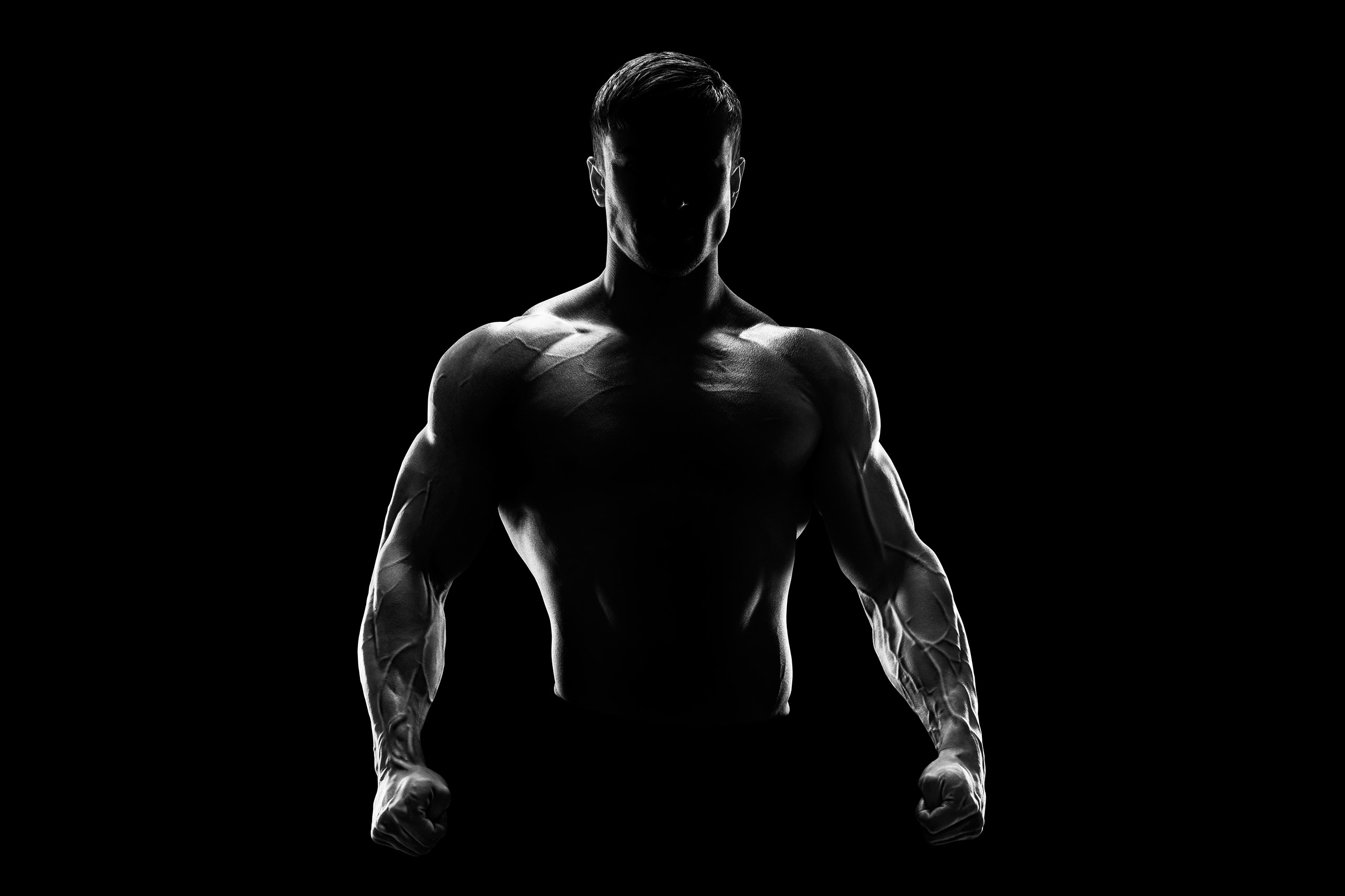 Silhouette of a strong fighter
