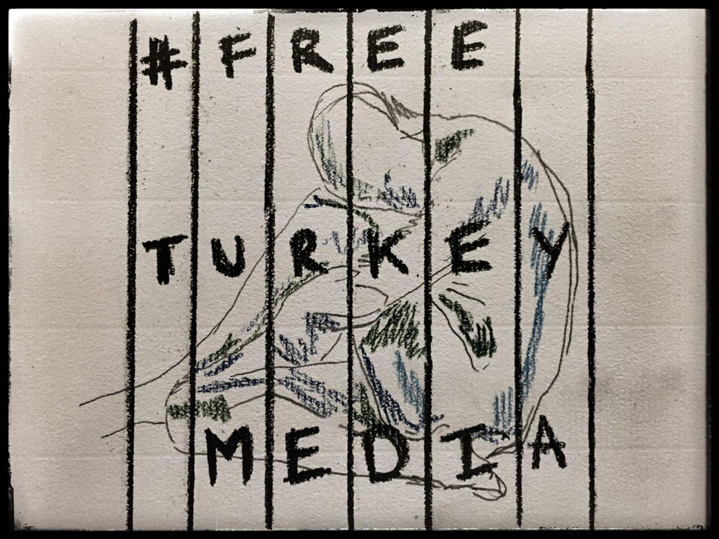 A cartoon for Amnesty International's FreeTurkeyMedia campaign by cartoonist Ian Overton