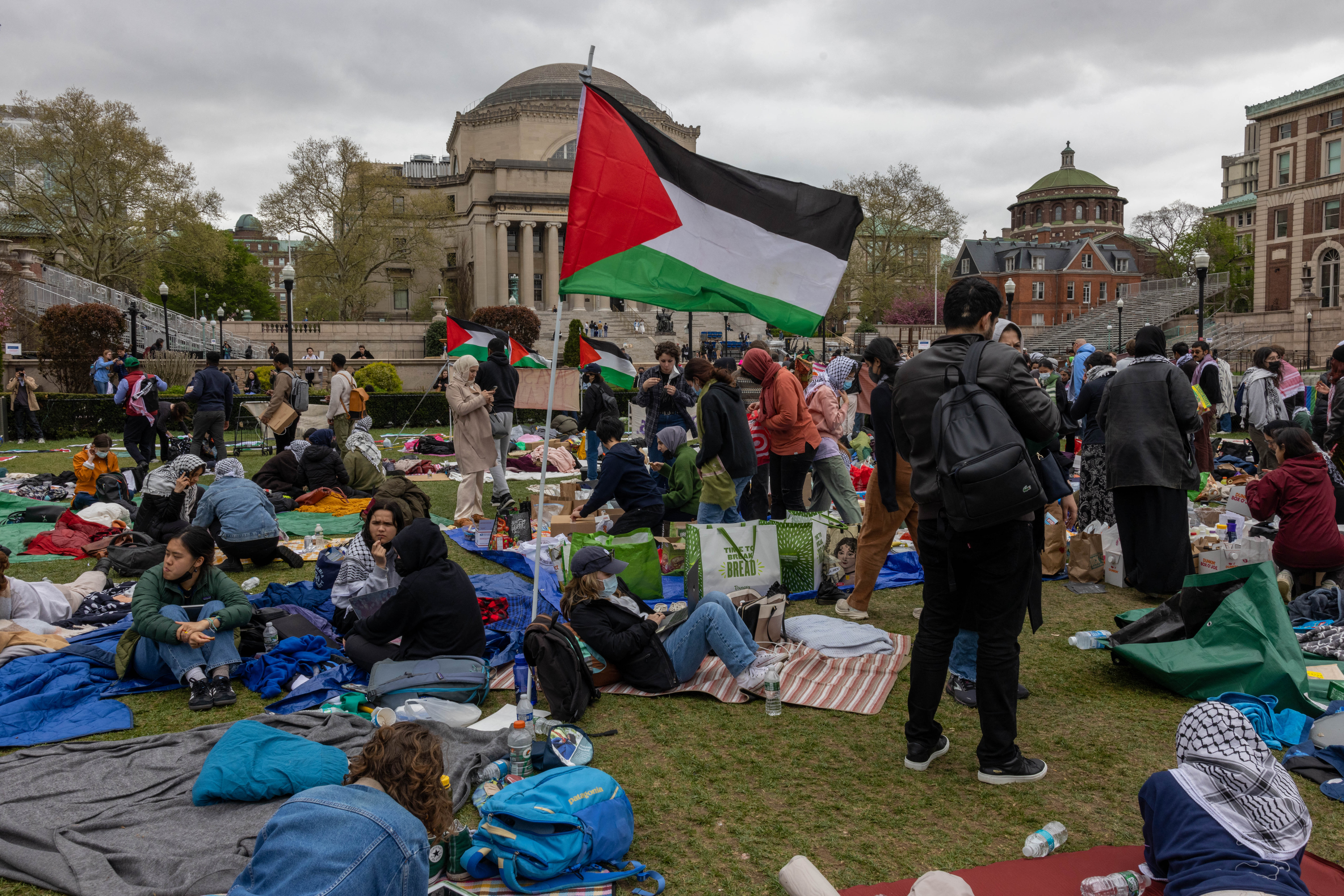 Students occupy part of Columbia University's lawn