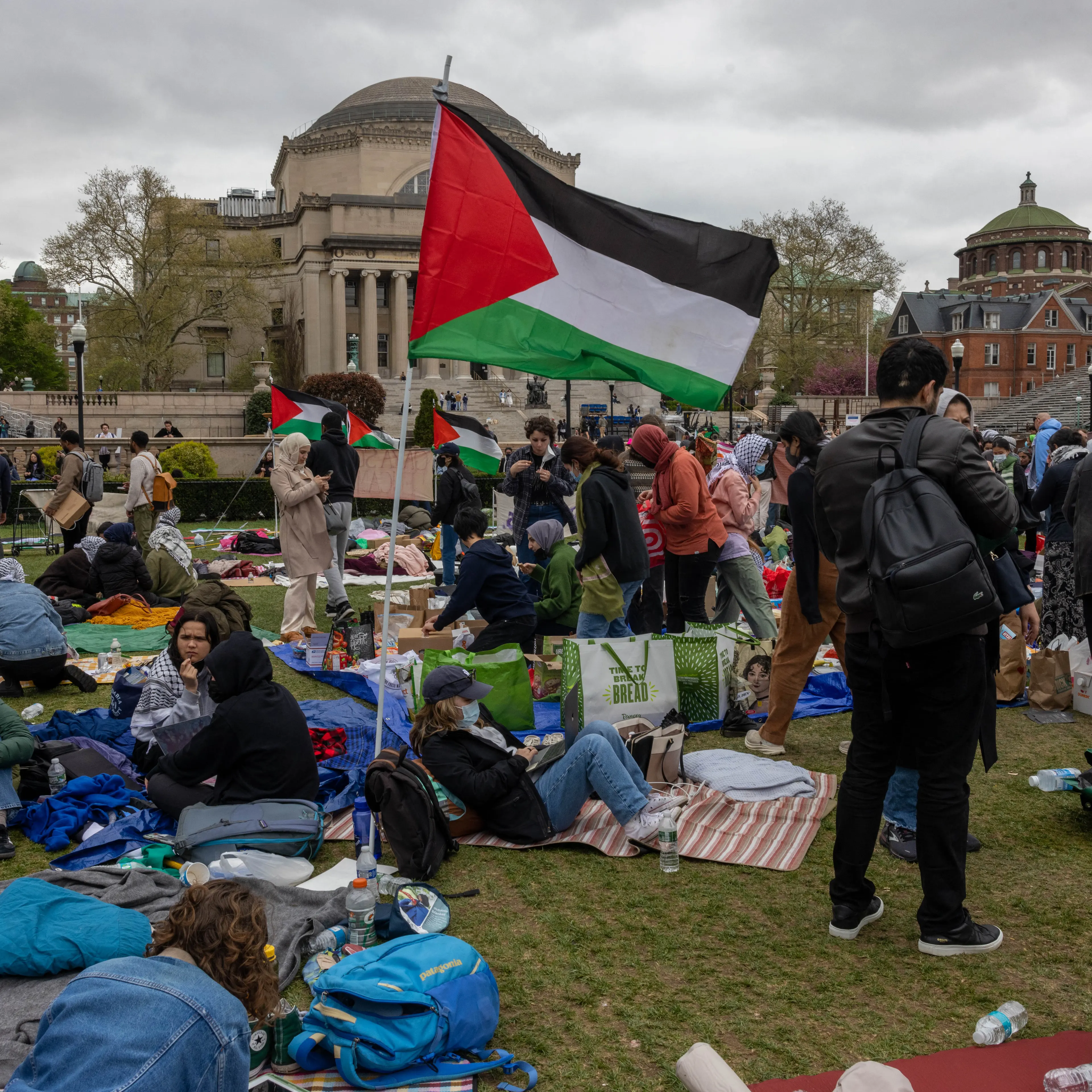 Students occupy part of Columbia University's lawn