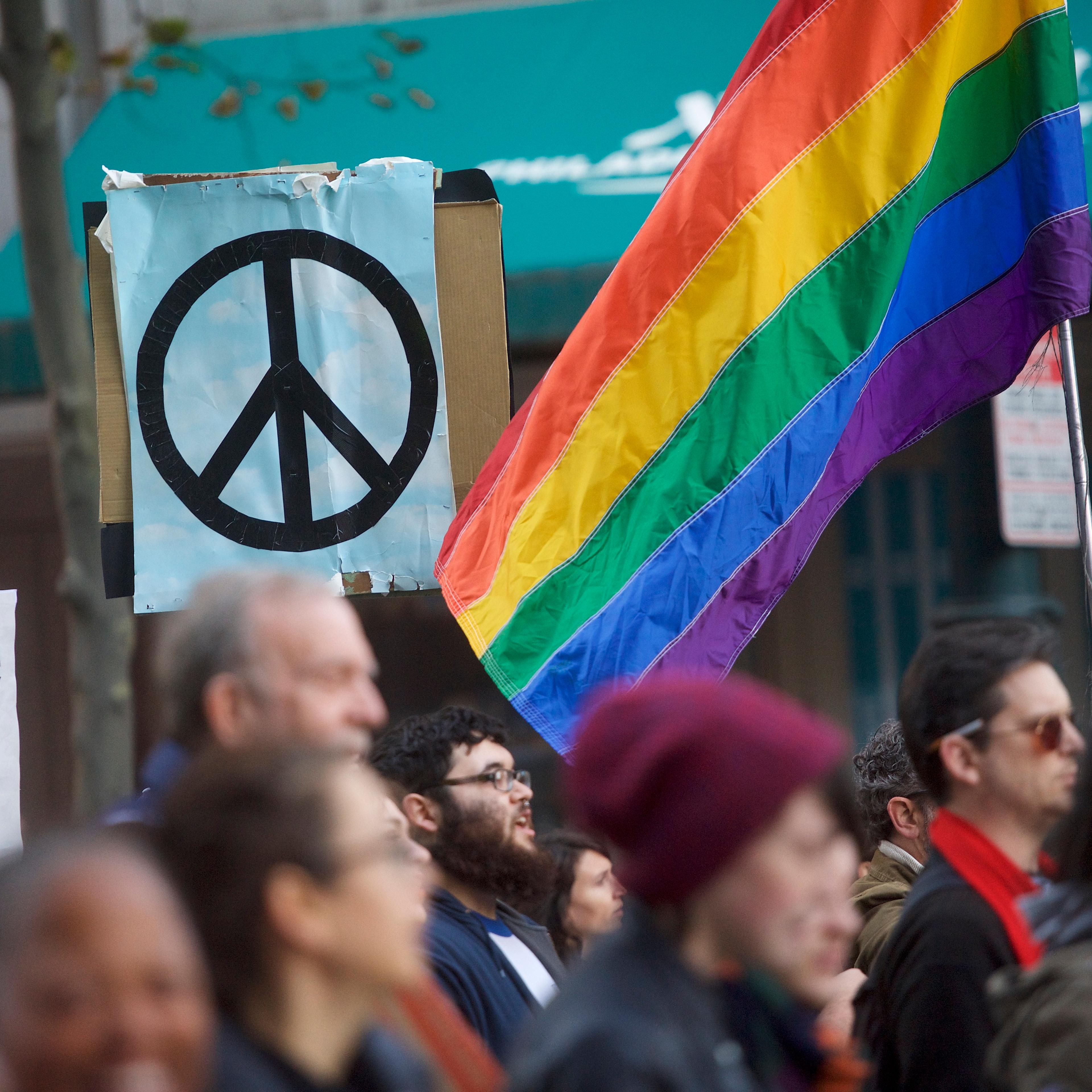 Protestors demonstrate against President-elect Donald Trump November 13, 2016 in Philadelphia, Pennsylvania.