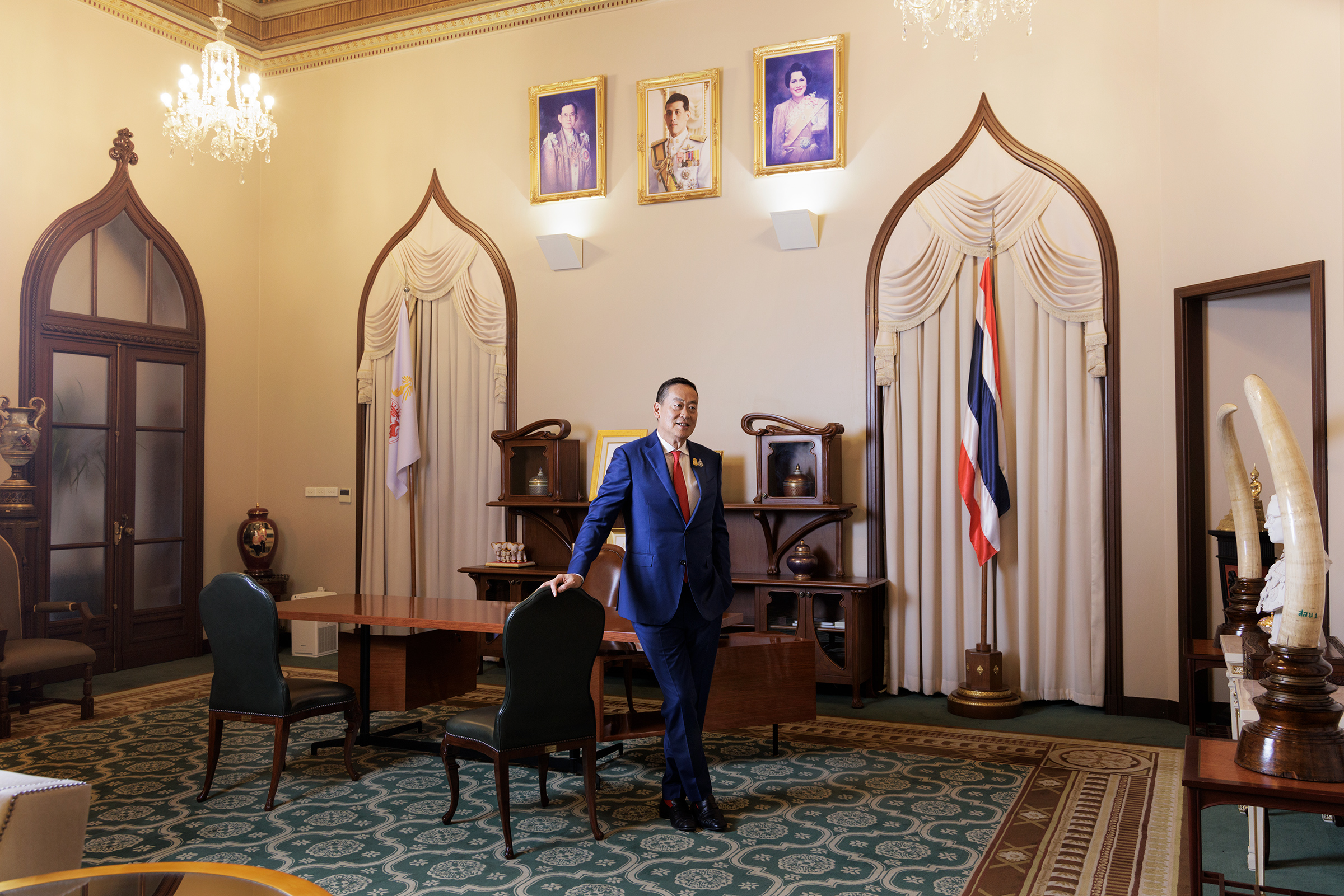 Prime Minister Srettha Thavisin poses at the Government House on Feb. 20.