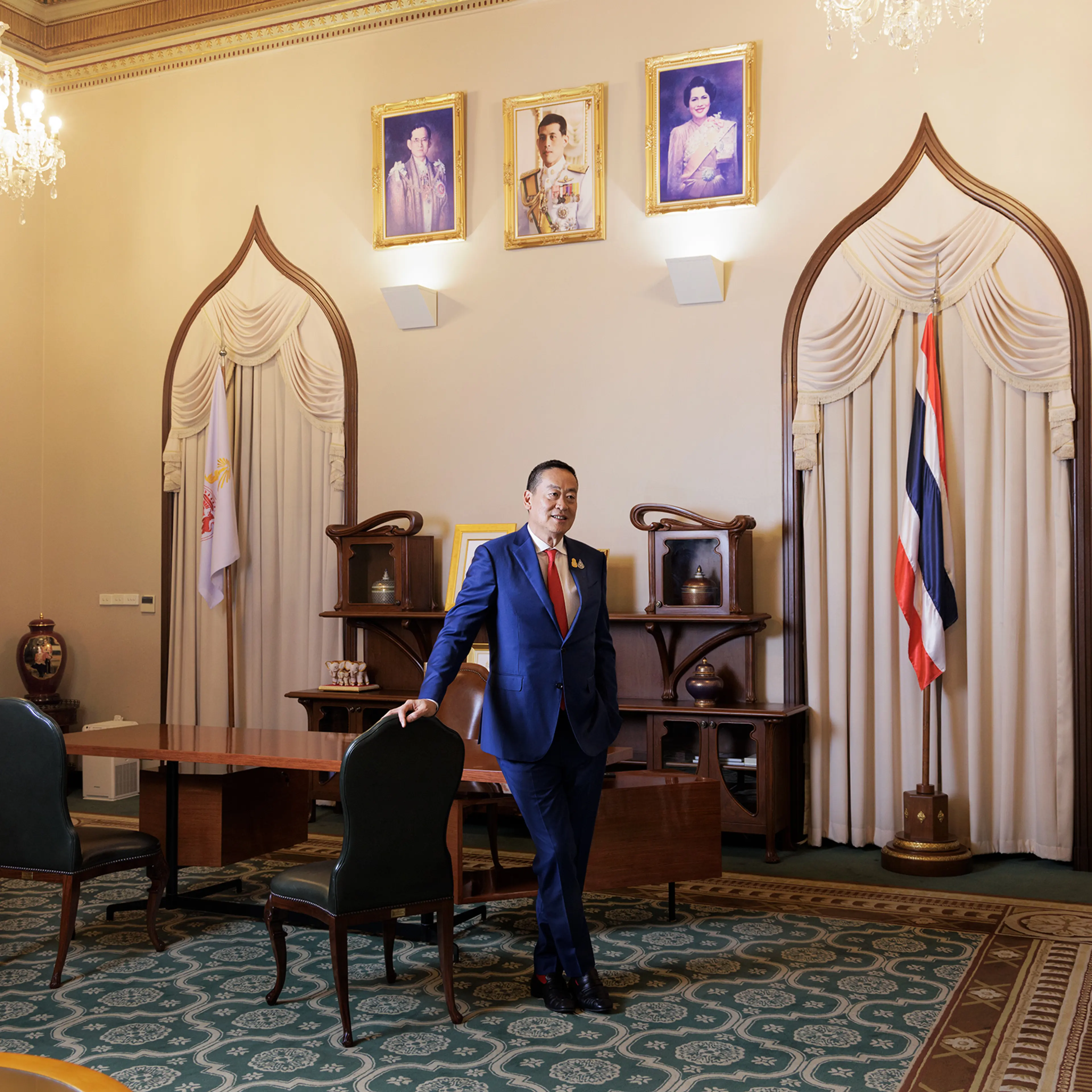 Prime Minister Srettha Thavisin poses at the Government House on Feb. 20.