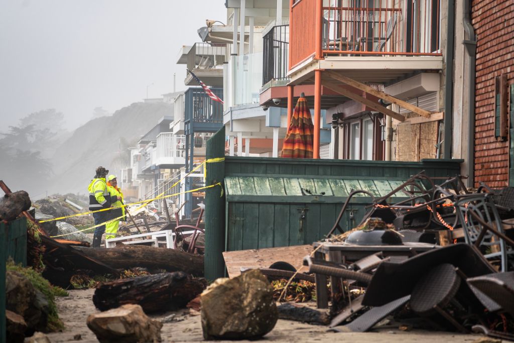 APTOS, CALIFORNIA - JANUARY 9, 2023: Cleanup has already begun