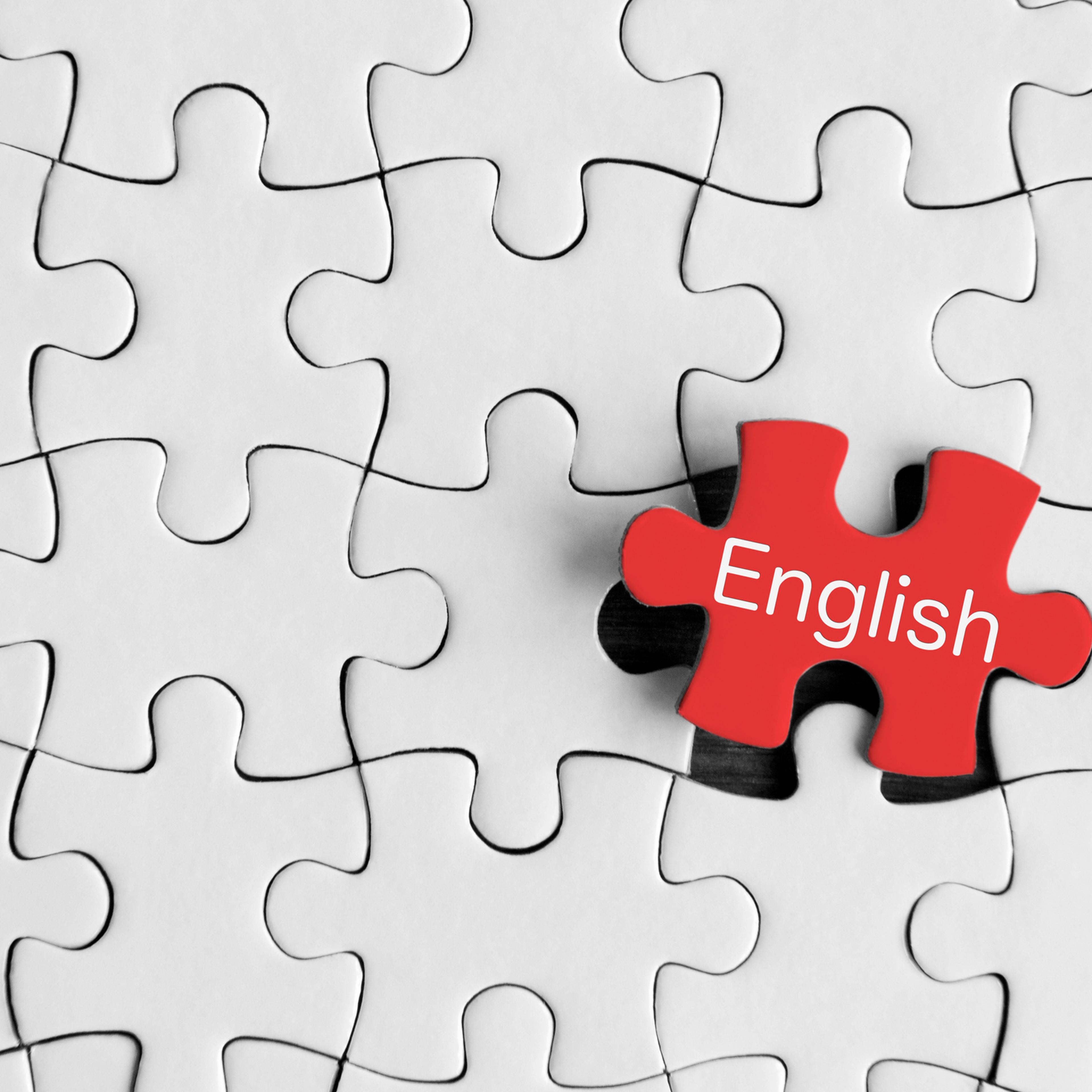 Puzzle pieces with word ‘English’