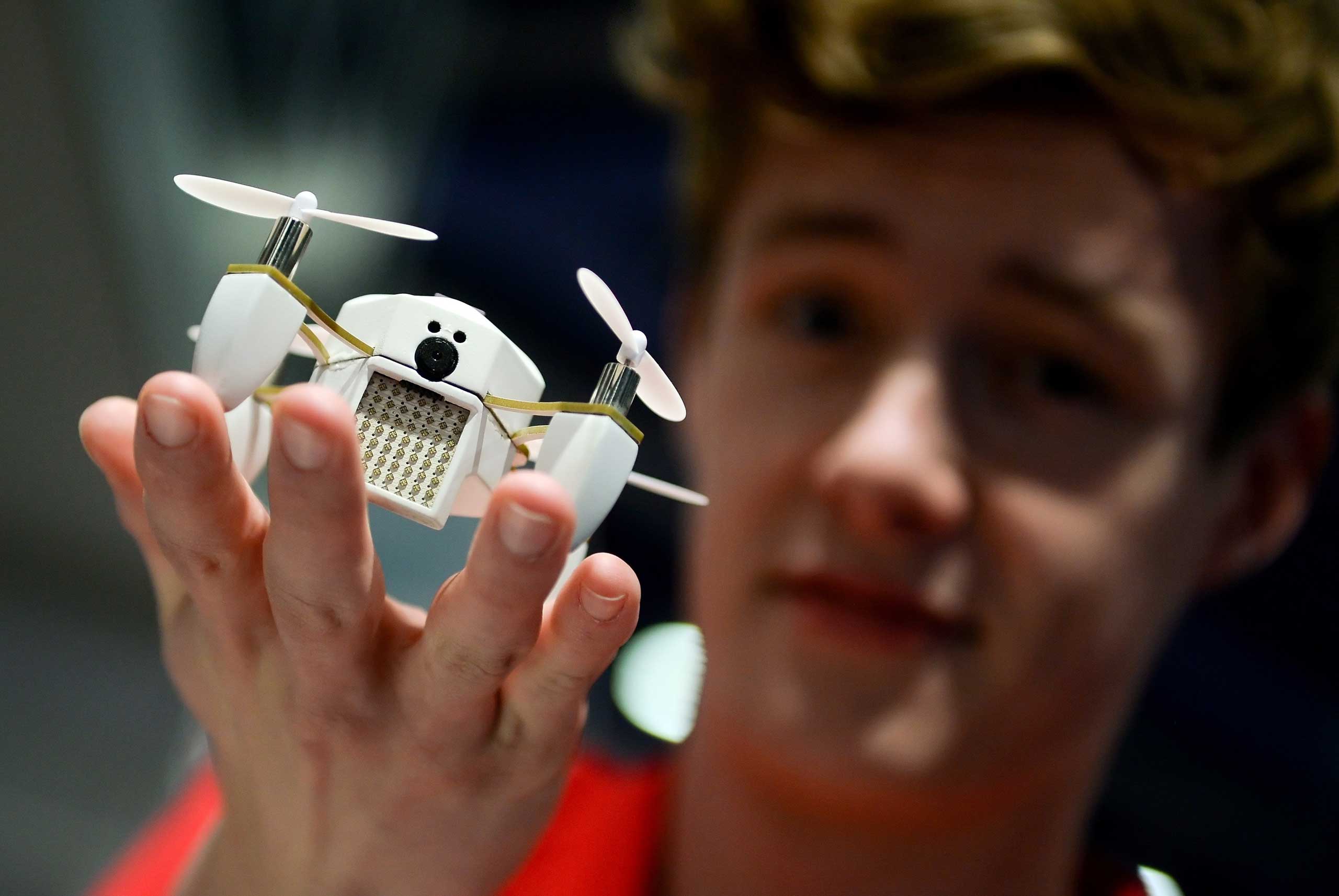 The drone'Nano' from 'Zano' on Jan. 8, 2015.