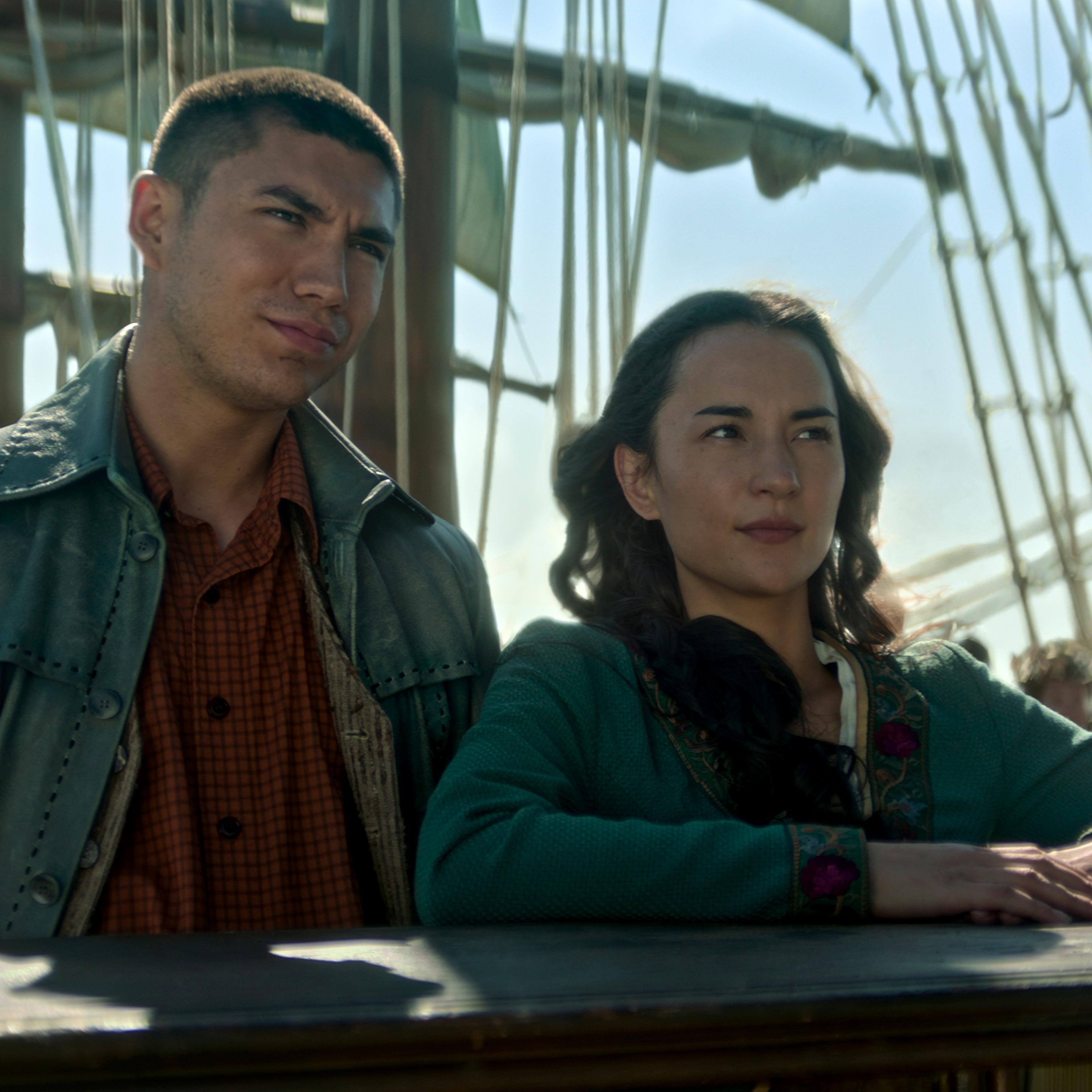 Archie Renaux as Malyen Oretsev and Jessie Mei Li as Alina Starkov in season 2, episode 1 of 'Shadow and Bone'