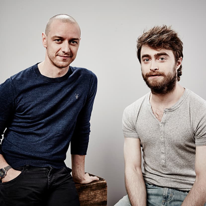 James McAvoy (L) and Daniel Radcliffe at Comic-Con International 2015 in San Diego on July 11, 2015.