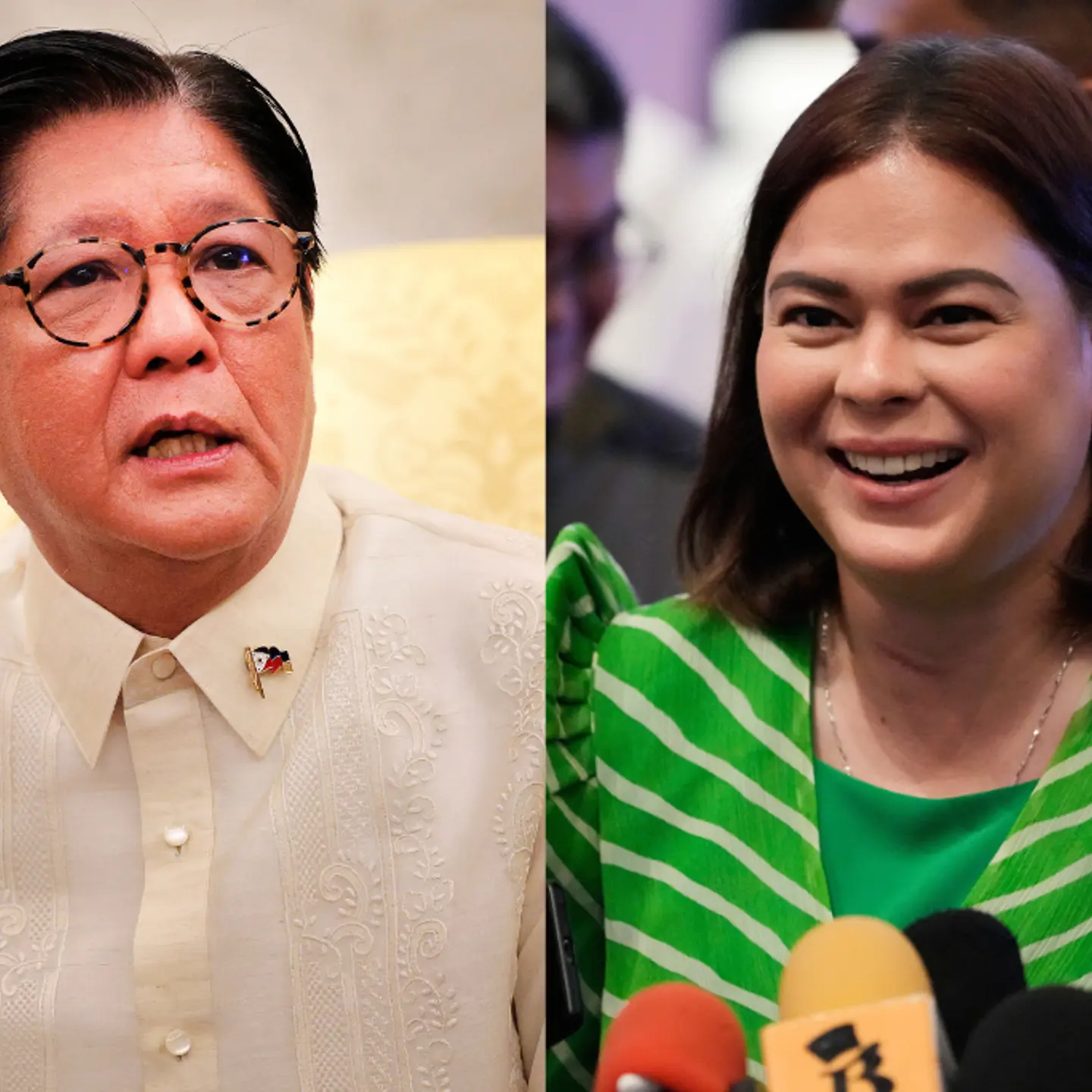 (L) Philippines President Ferdinand "Bongbong" Marcos Jr., (R) Philippines Vice President Sara Duterte-Carpio
