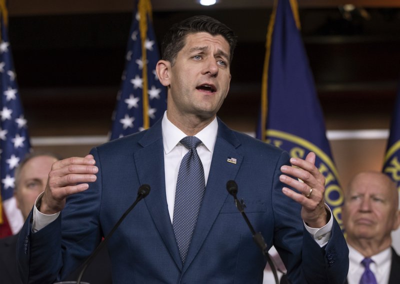 Speaker of the House Paul Ryan talks following a closed-door conference with fellow Republicans at the Capitol in Washington on Wednesday, June 20, 2018. 