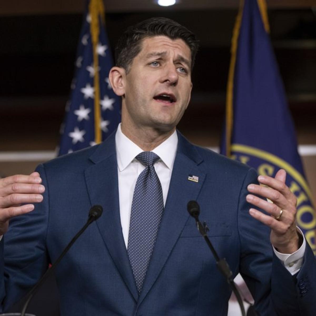 Speaker of the House Paul Ryan talks following a closed-door conference with fellow Republicans at the Capitol in Washington on Wednesday, June 20, 2018.