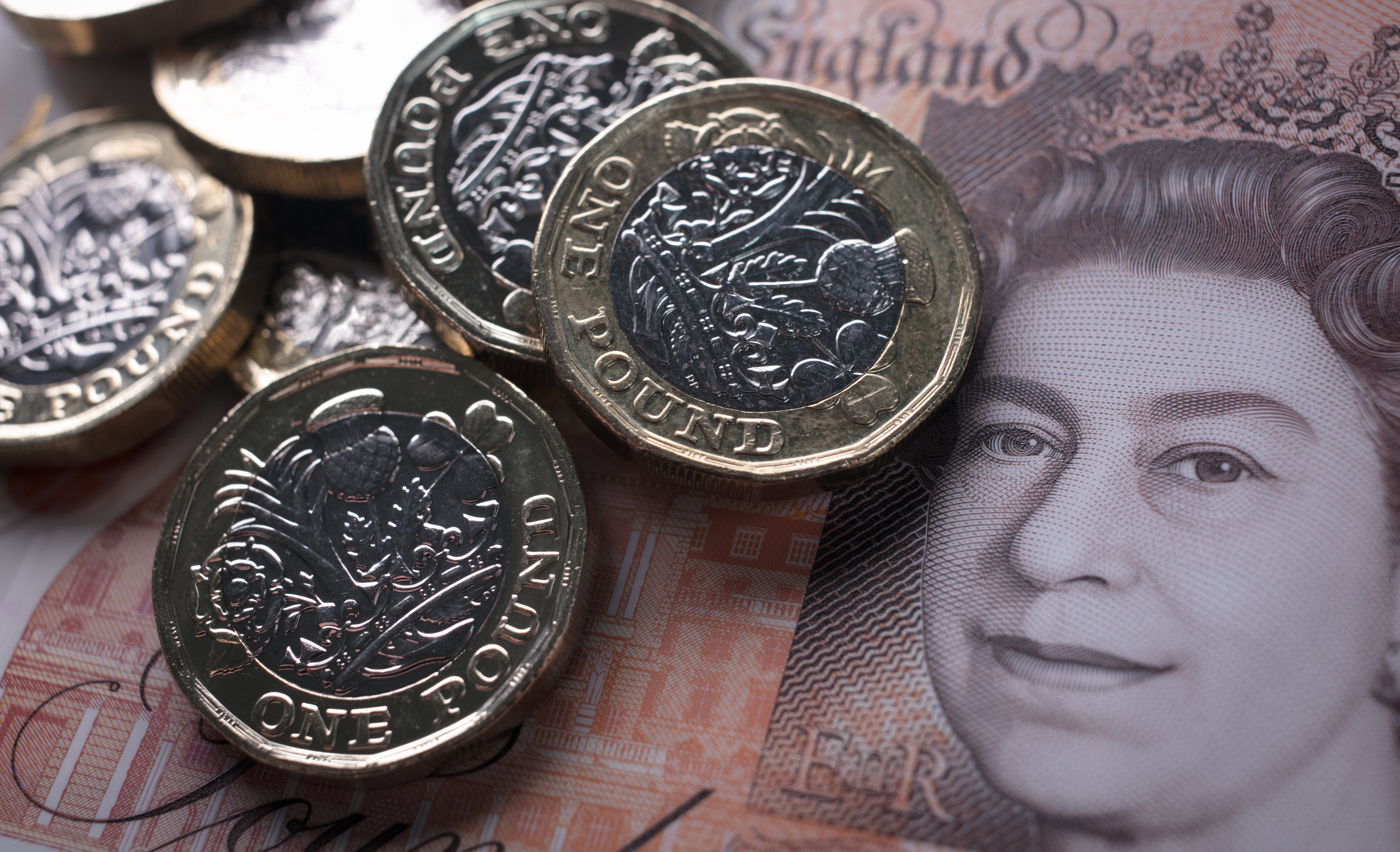 British currency including coins and bills