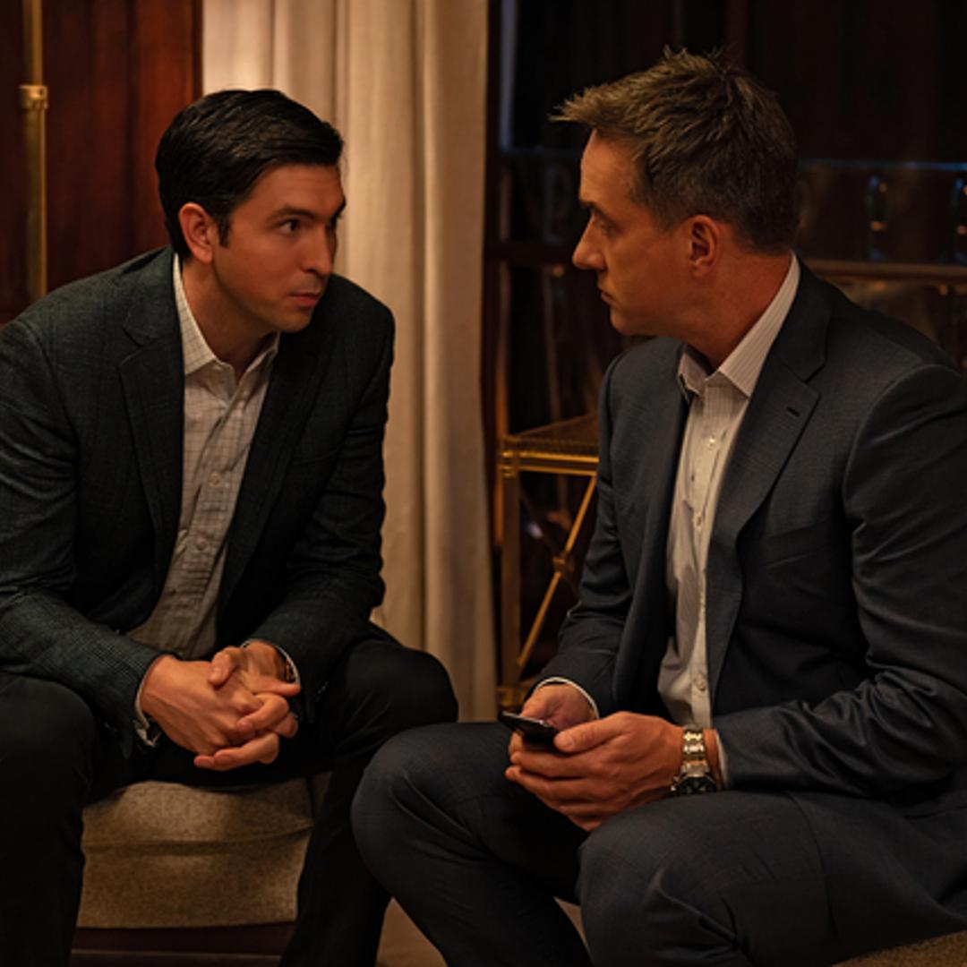 Nicholas Braun, left, and Matthew Macfadyen in <i>Succession</i>