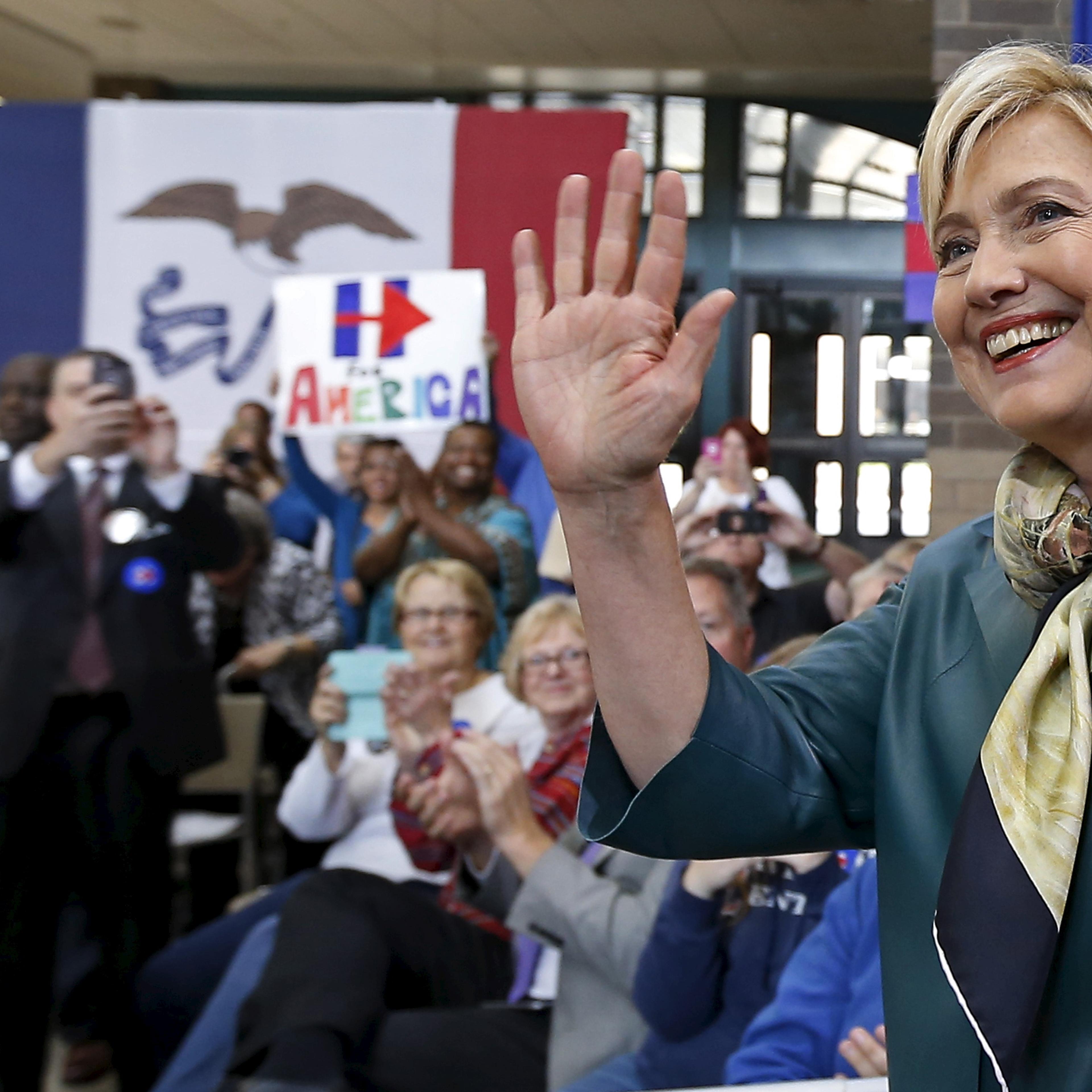 U.S. Democratic presidential candidate Hillary Clinton arrives at a campaign event in Davenport