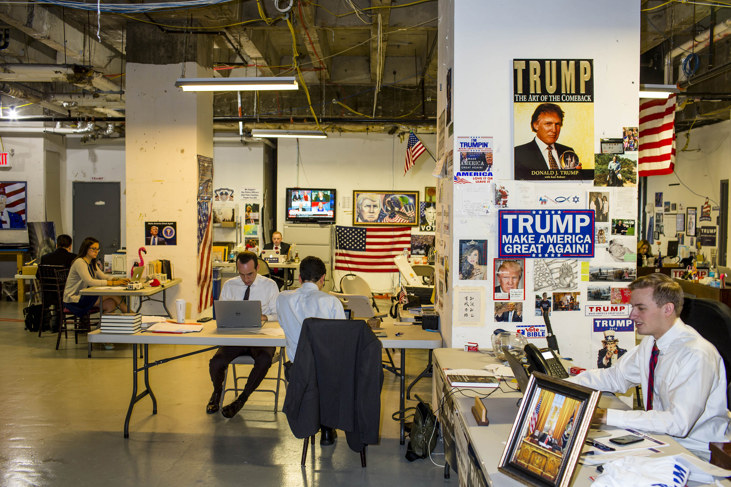 NEW YORK - MAY 24: Scenes from Inside the campaign headquarters of Donald Trump on May 24, 2016, in Trump Tower in New York City. (Photo by Landon Nordeman)
