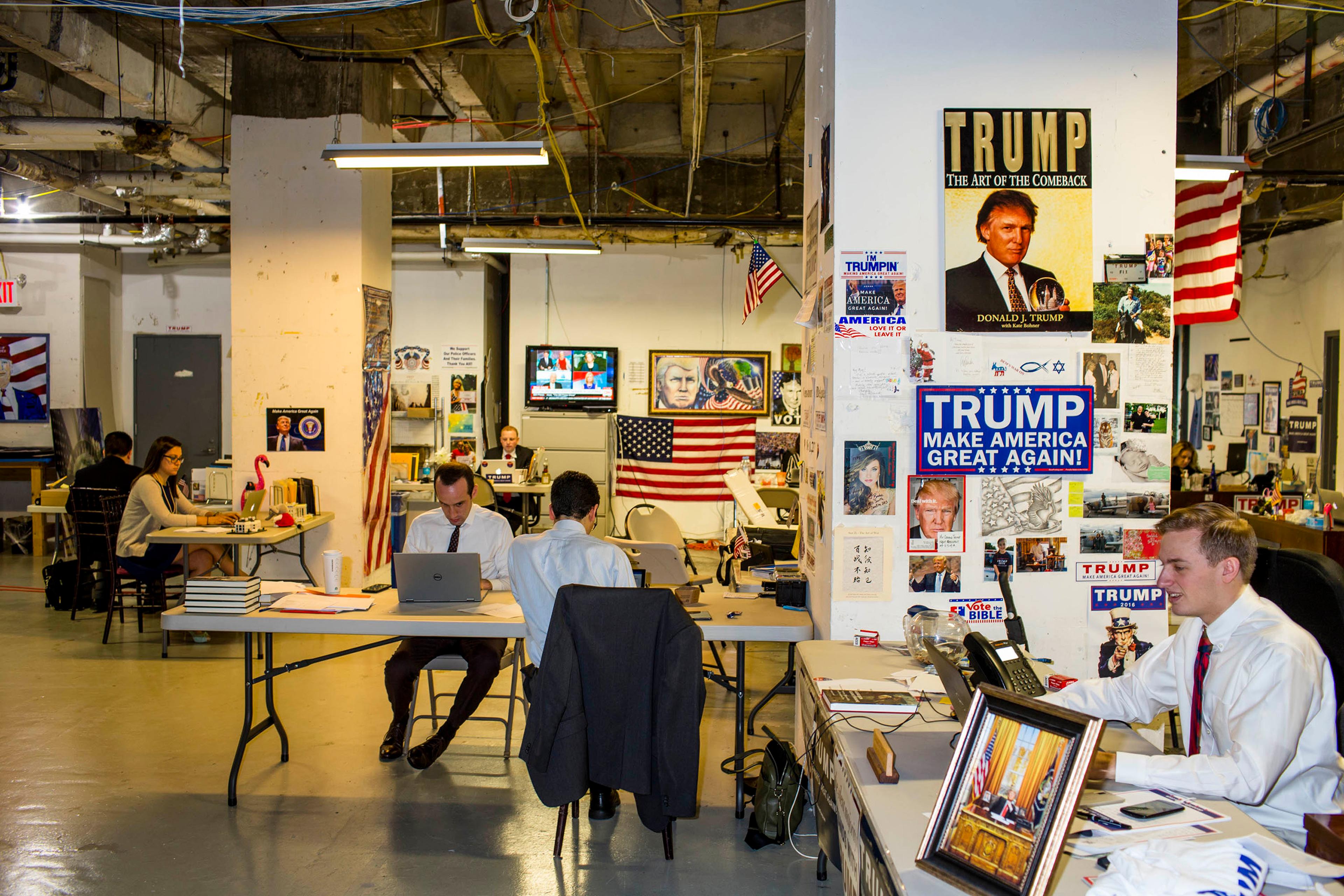 NEW YORK - MAY 24: Scenes from Inside the campaign headquarters of Donald Trump on May 24, 2016, in Trump Tower in New York City. (Photo by Landon Nordeman)