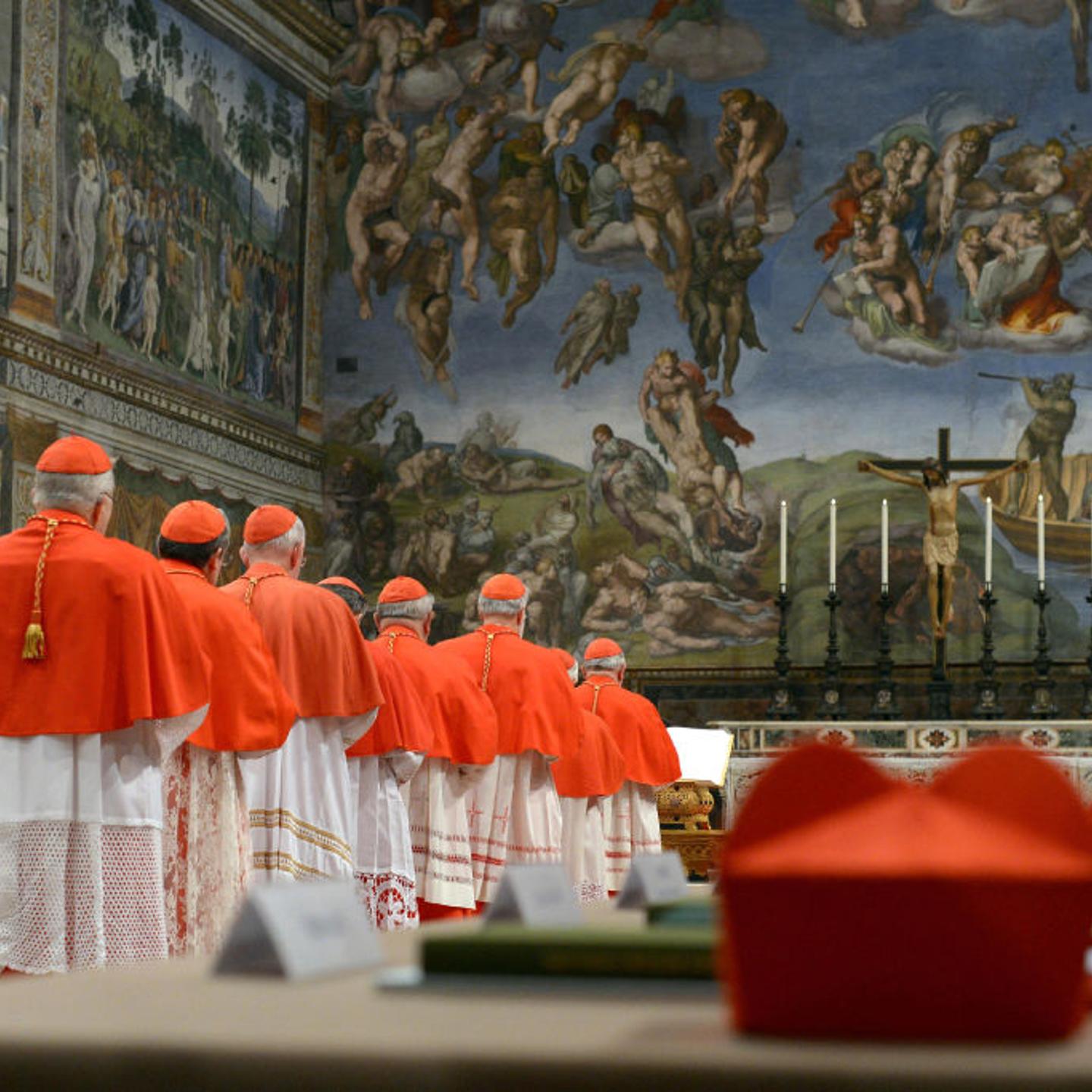 Cardinals attend the Conclave for the election of a new Pope at the Sistine Chapel in Vatican City, Vatican, on March 12, 2013.