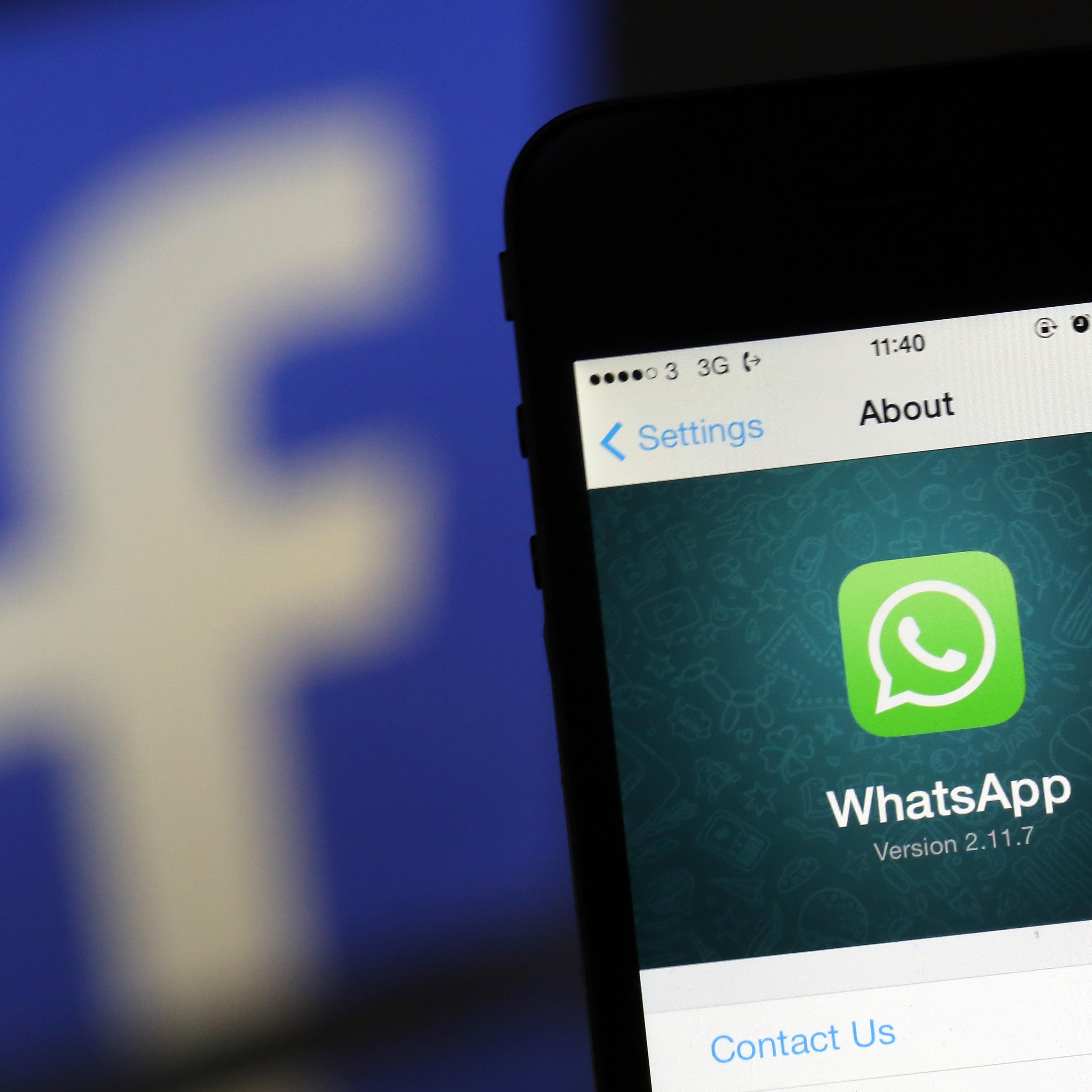 The WhatsApp application displayed on an in London on Feb. 20, 2014.