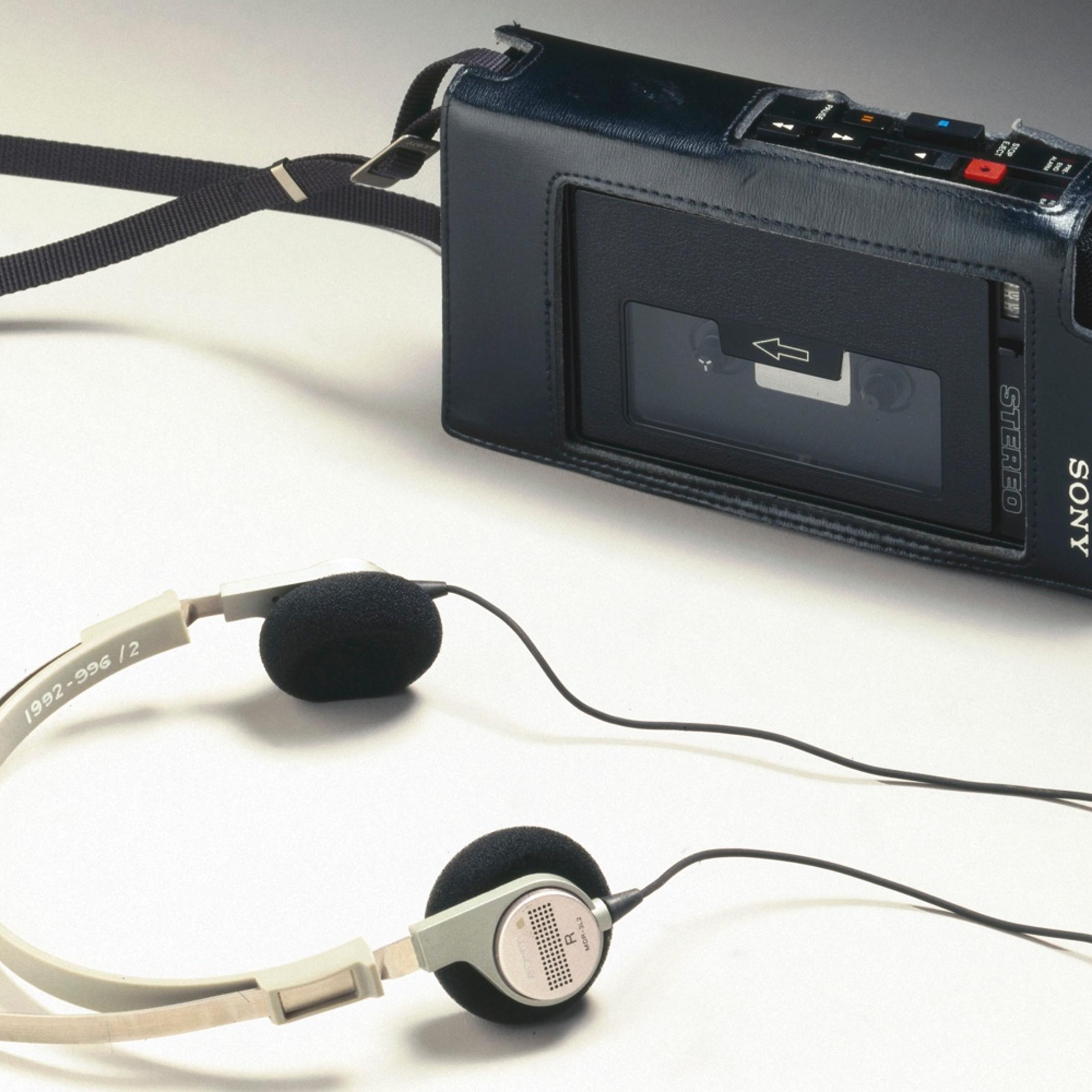 Sony Walkman with headphones, c 1980.