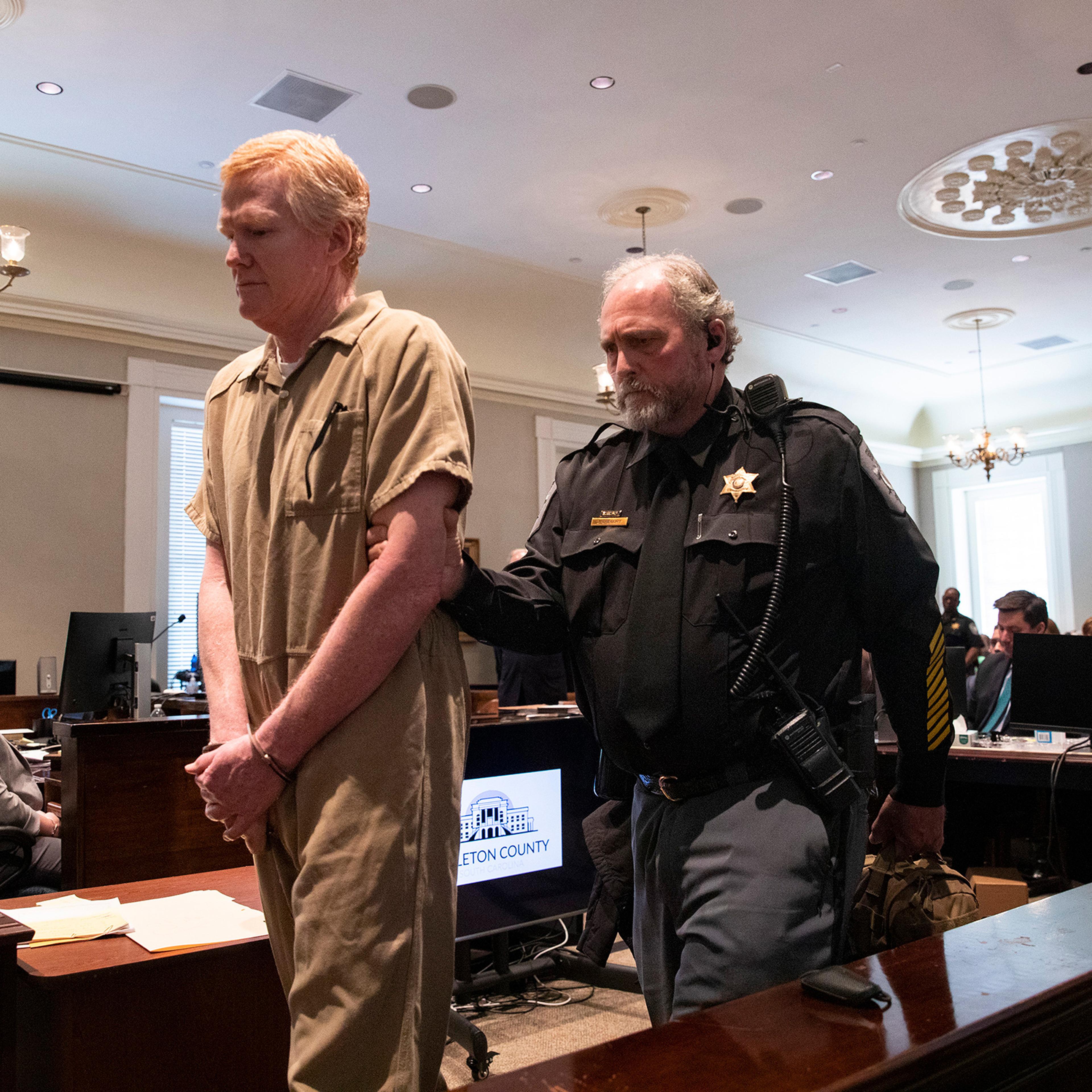 Alex Murdaugh, sentenced to life in prison after conviction in double murder trial, during his sentencing at the Colleton County Courthouse in Walterboro, S.C., on March 3 after he was found guilty on all four counts.