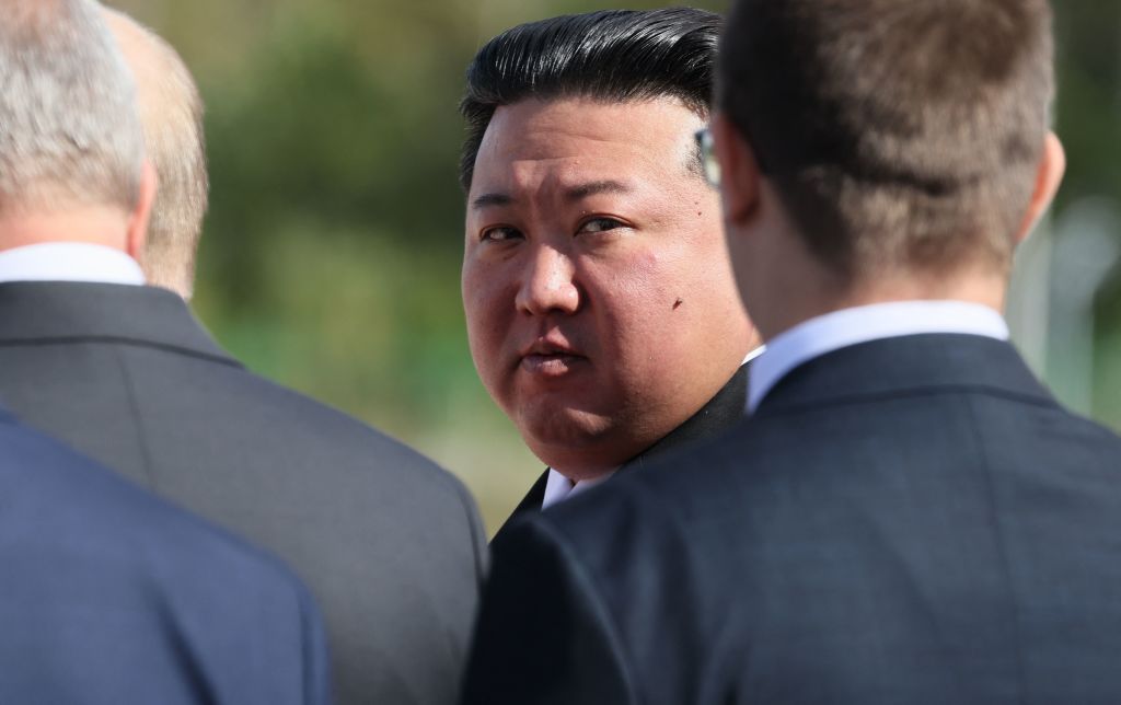 This pool image distributed by Sputnik agency shows North Korean leader Kim Jong Un visiting the Vostochny Cosmodrome in Amur region on Sept. 13, 2023.