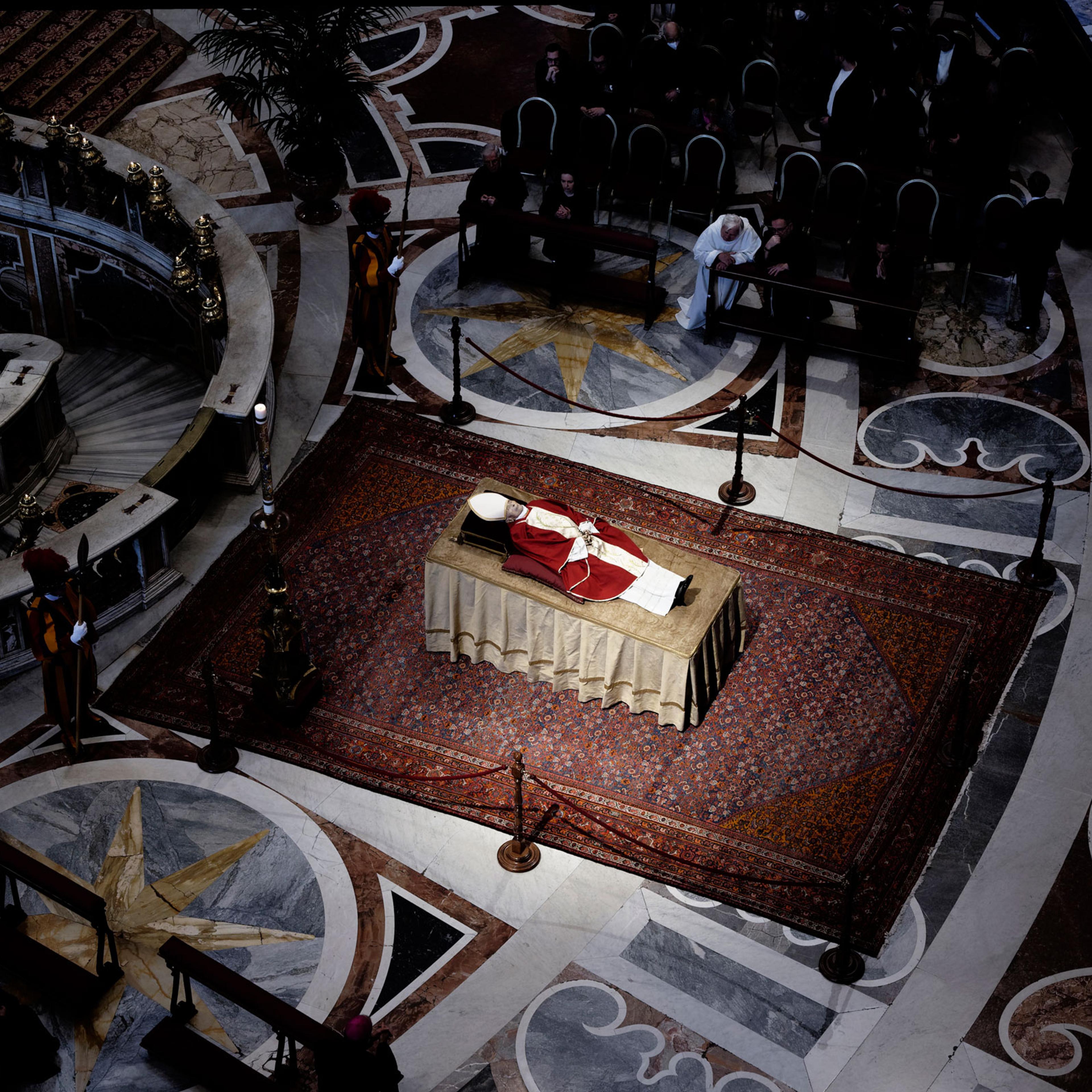 The body of Pope Emeritus Benedict XVI lies in state at St. Peter’s Basilica on Jan. 4, 2023 in Vatican City.