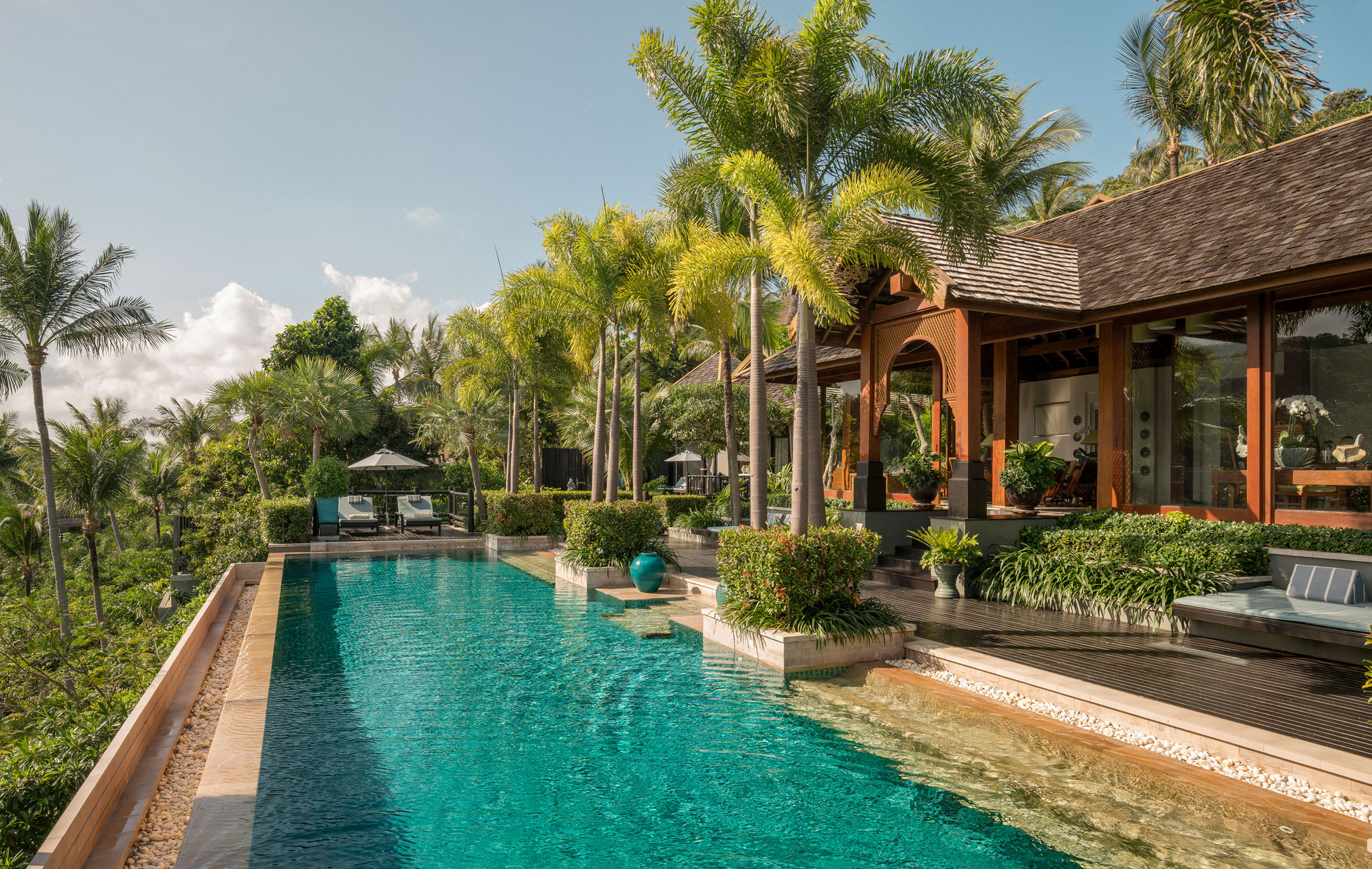The poolside view at Four Seasons Resort Koh Samui