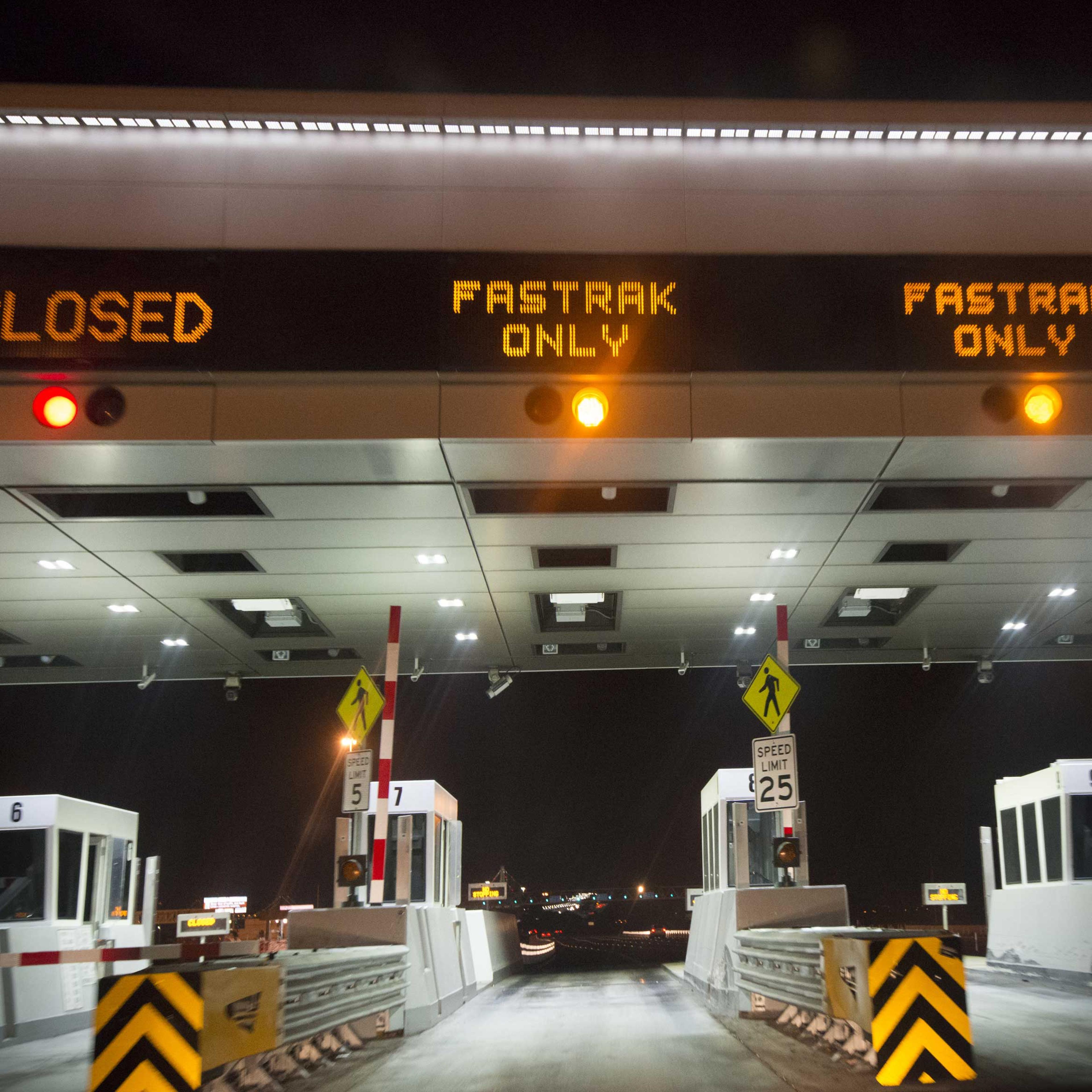 Toll Plaza at Bay Bridge at night