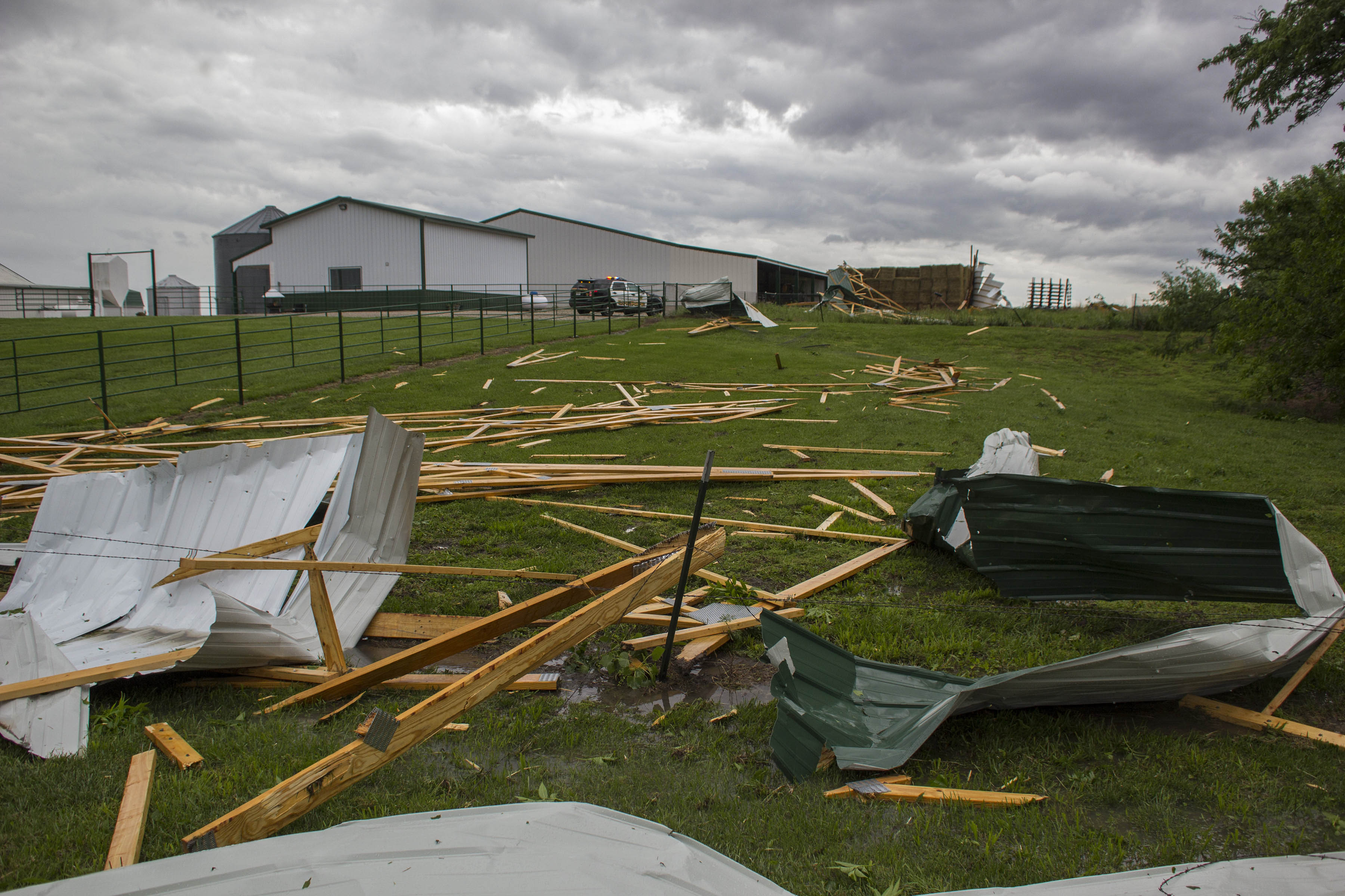 Storms moved through rural Lyon County, Kan.
