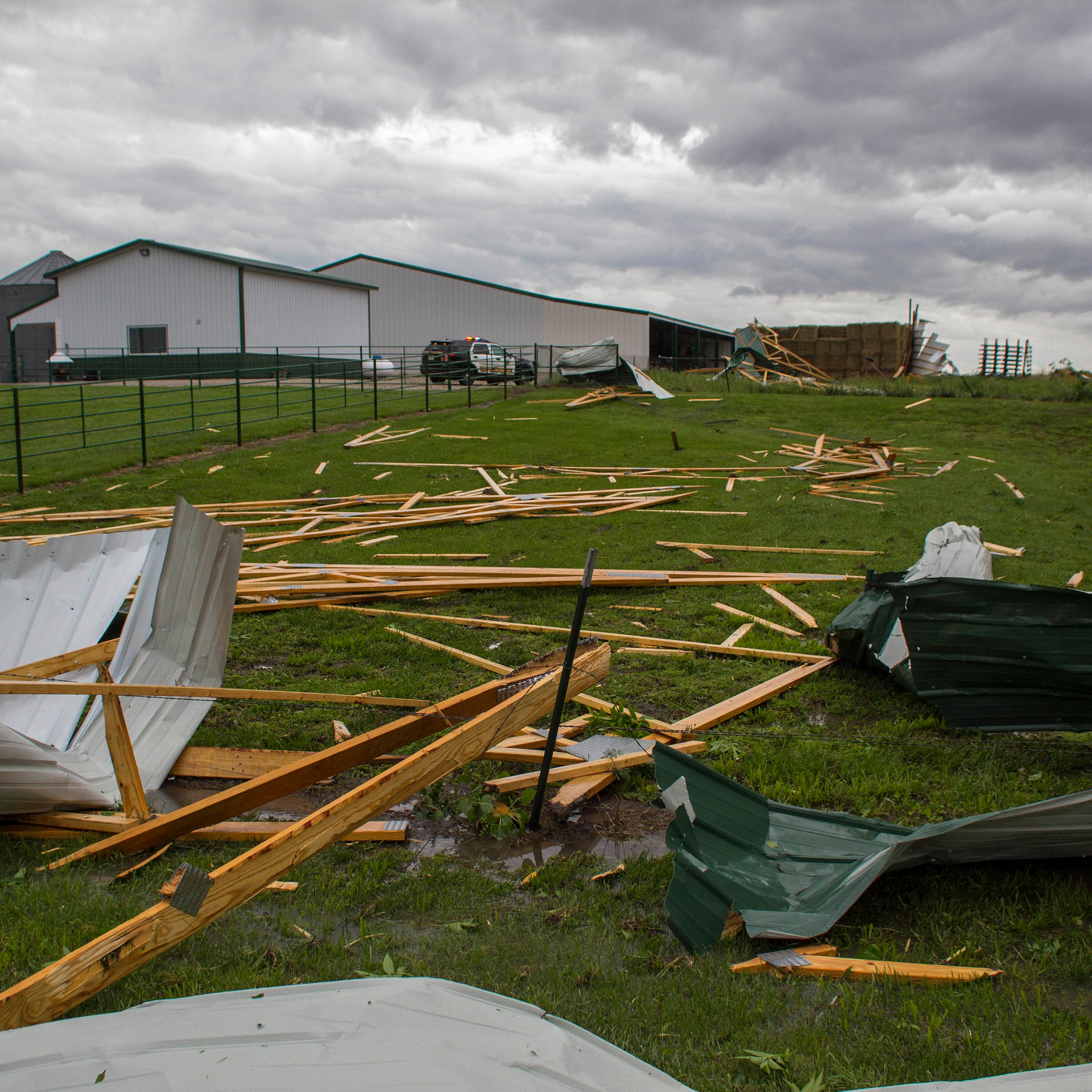Storms moved through rural Lyon County, Kan.
