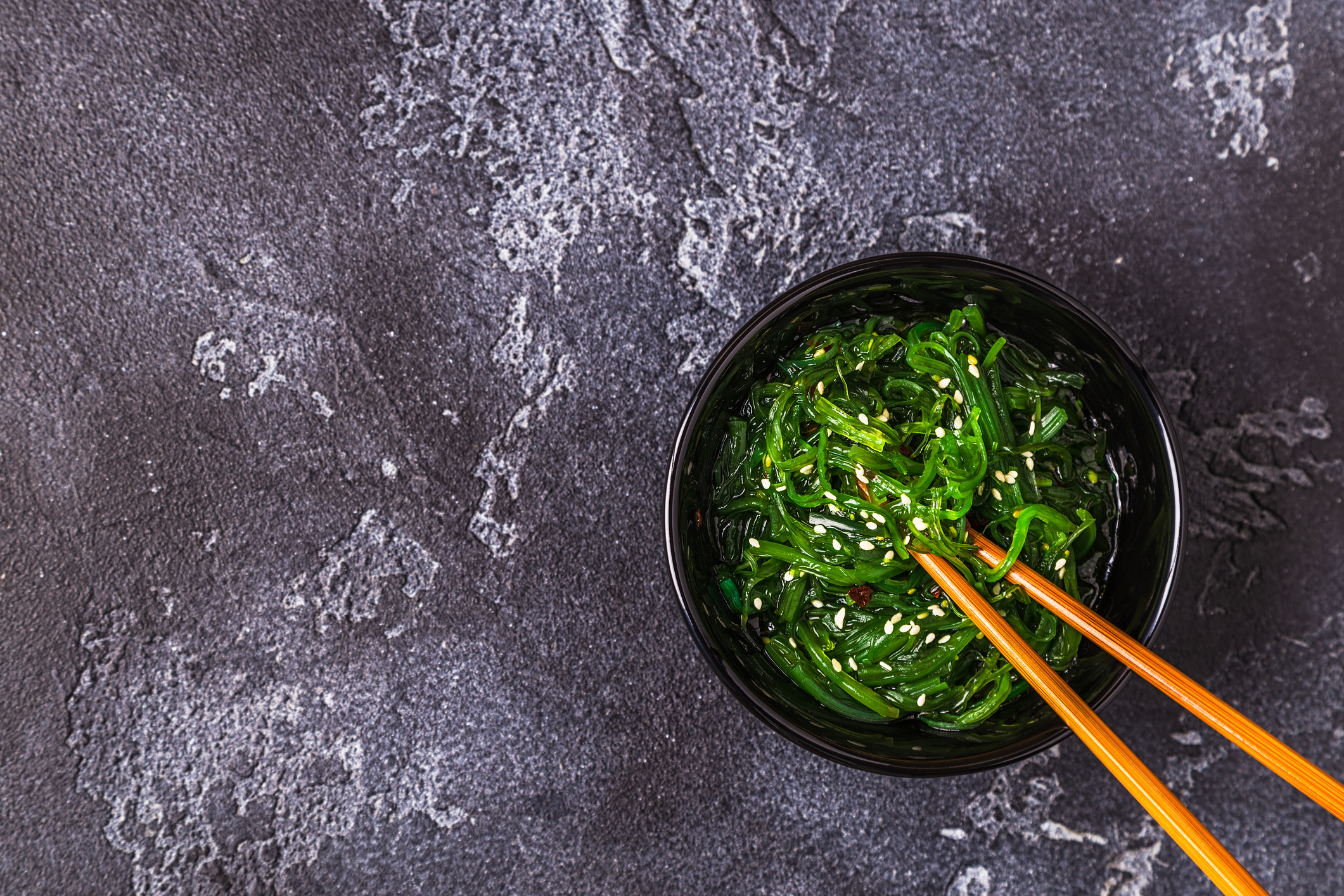 Chuka Seaweed Salad  over black background