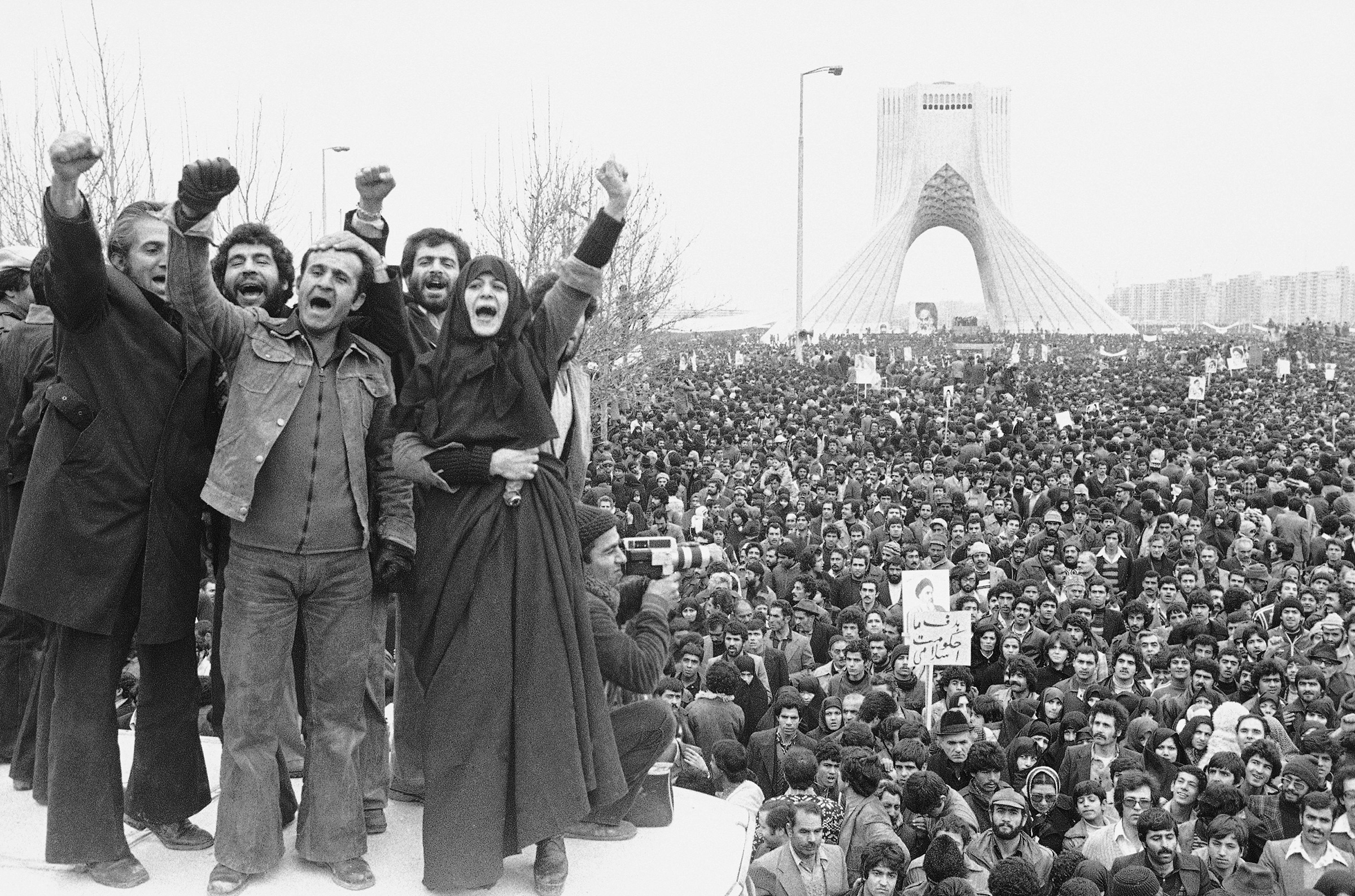More than a million supporters of an Islamic republic assembled around Shayad (Shah Memorial) monument in Tehran in a powerful show of strength against the civilian government left behind by Shah Mohammad Reza Pahlavi, Jan. 19, 1979.  Similar demonstrations were held all over the country, most of them peaceful. 