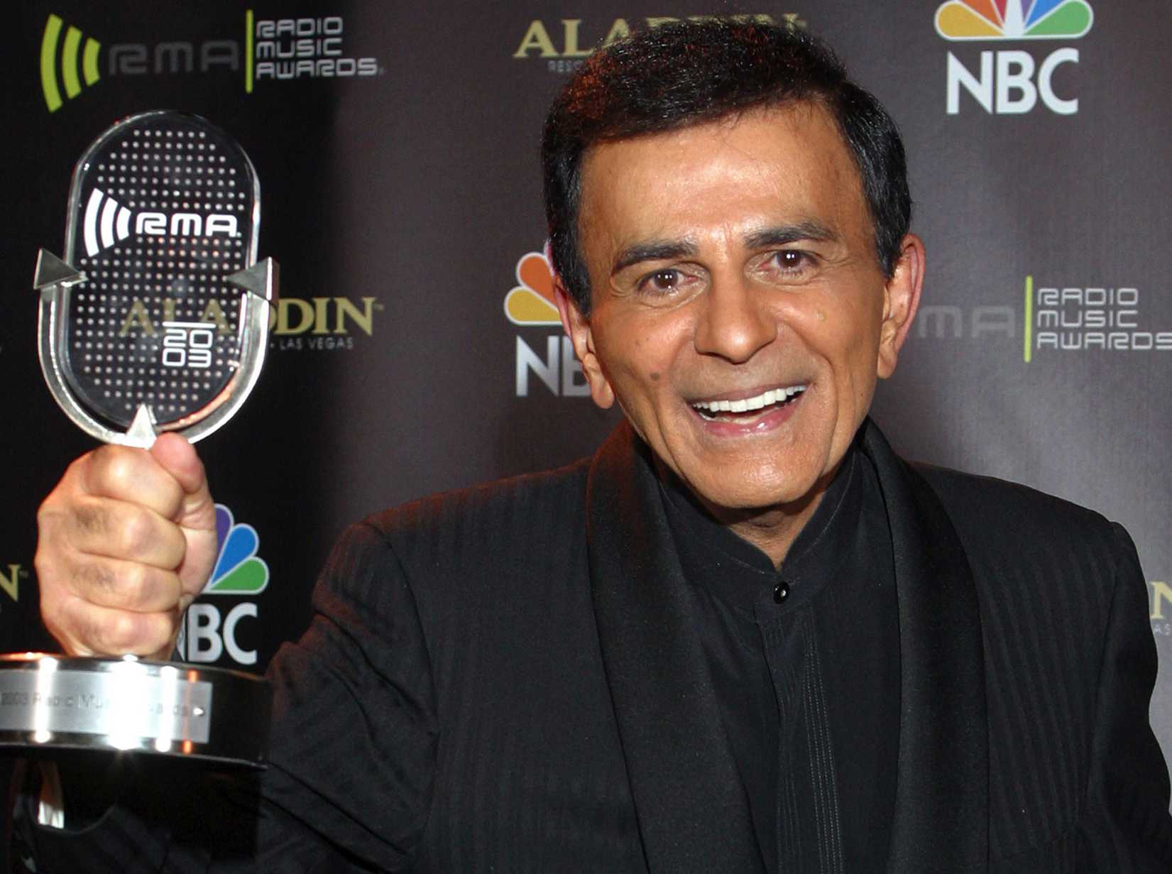 In this Oct. 27, 2003, file photo, Casey Kasem poses for photographers after receiving the Radio Icon award during the 2003 Radio Music Awards in Las Vegas 