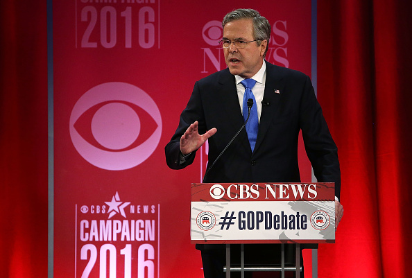Republican presidential candidate Jeb Bush participates in a CBS News GOP Debate February 13, 2016 at the Peace Center in Greenville, South Carolina.