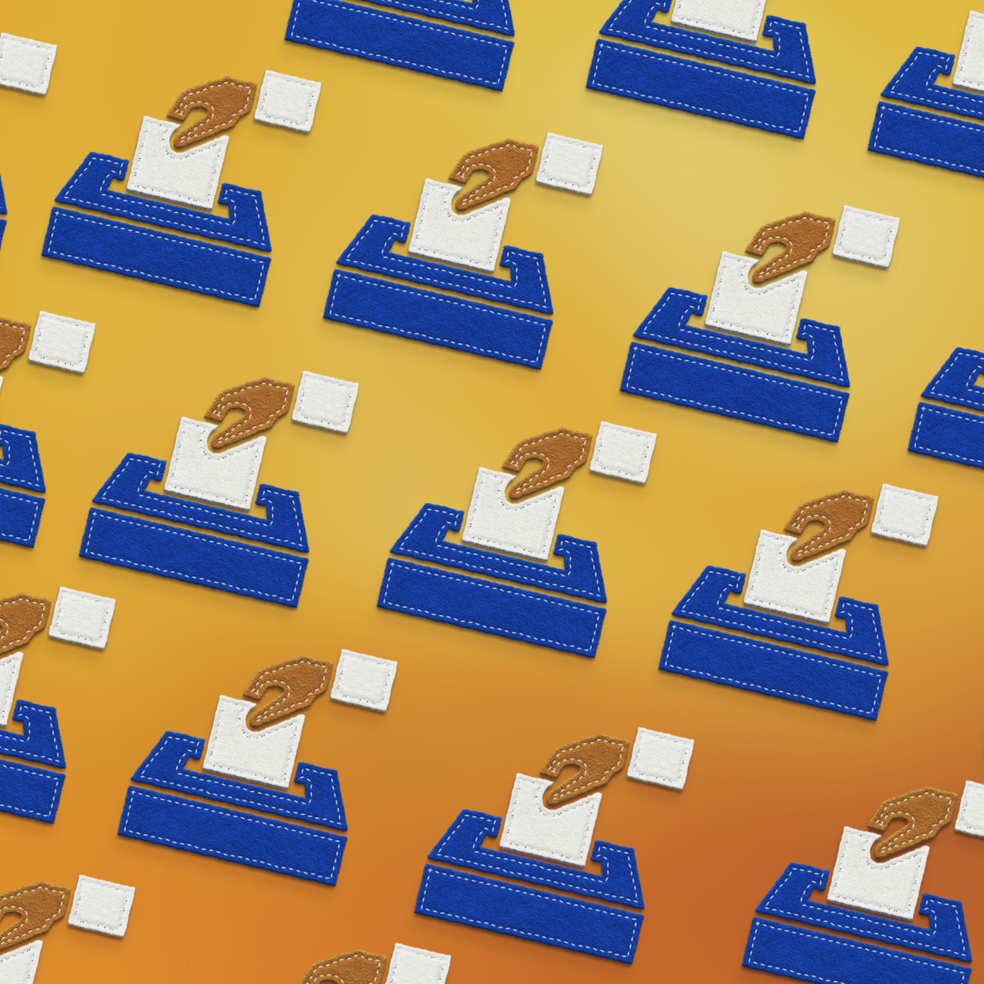 hand voting in felt, seamless pattern