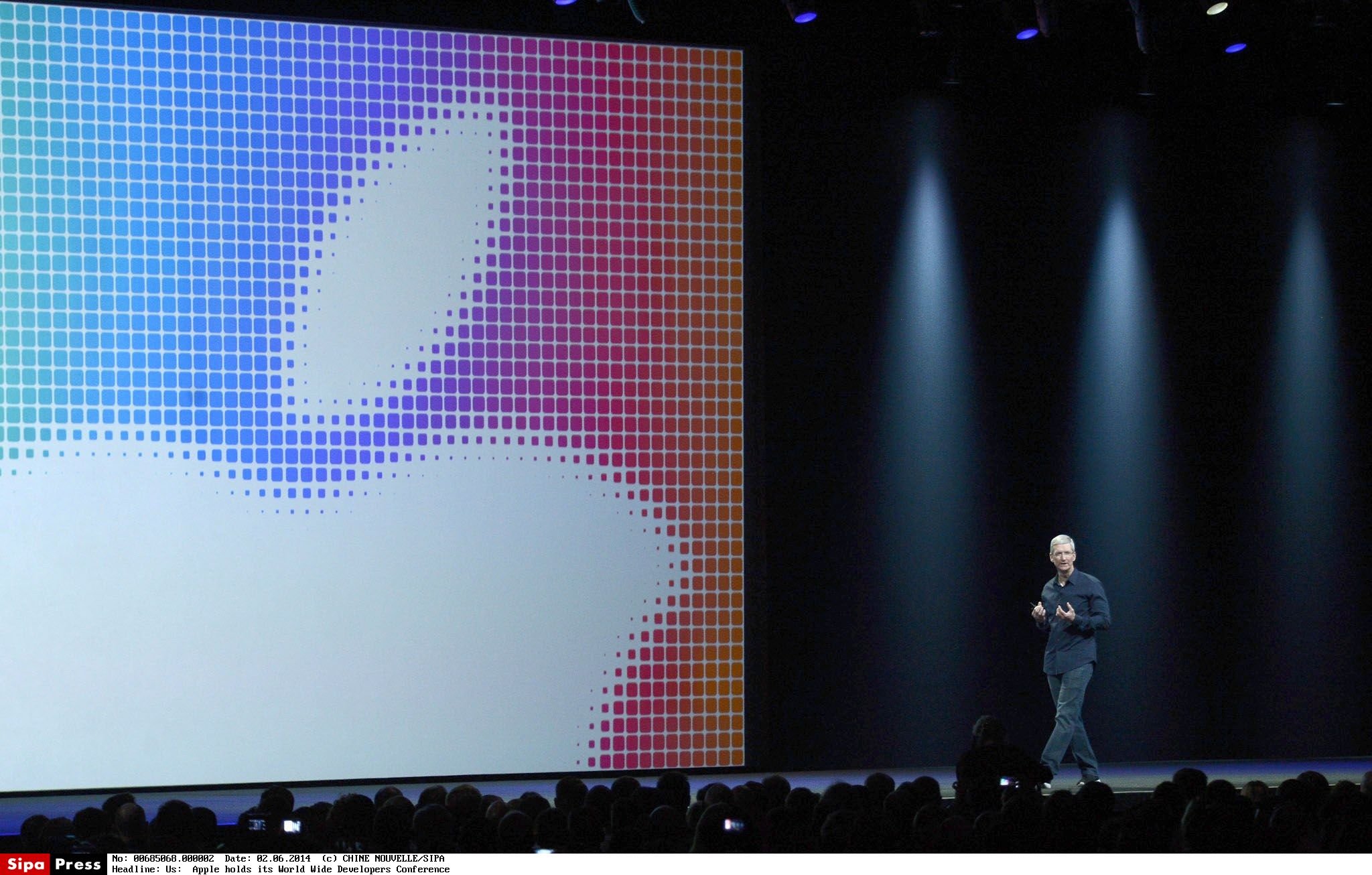 Apple's Chief Executive Tim Cook on the company's World Wide Developers Conference (WWDC2014) in San Francisco on June 2, 2014.