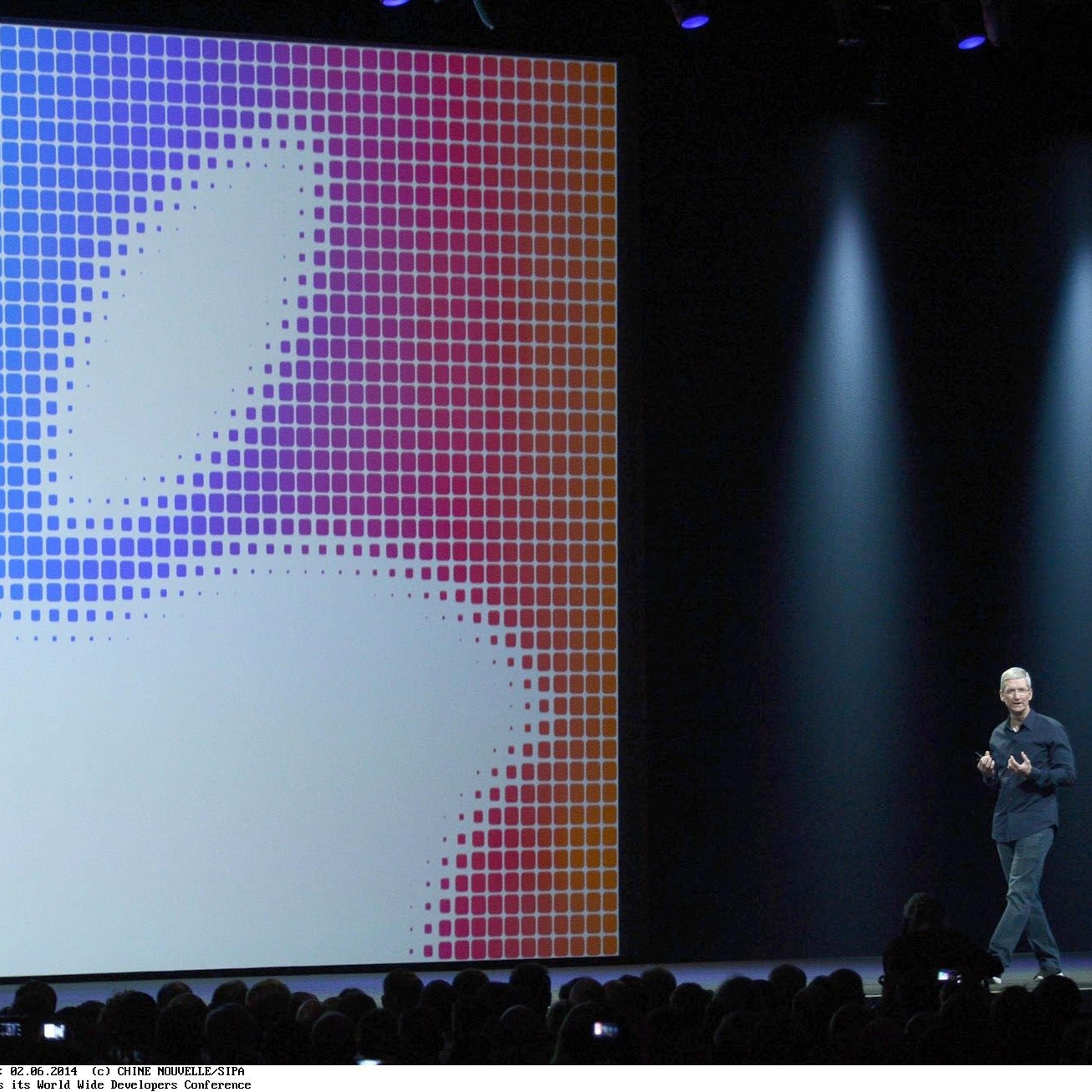 Apple's Chief Executive Tim Cook on the company's World Wide Developers Conference (WWDC2014) in San Francisco on June 2, 2014.
