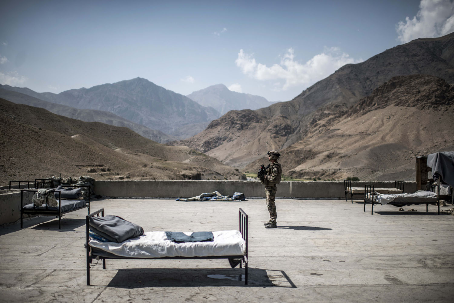 Sept. 24, 2012. A French soldier stands in Naghlu base, Afghanistan. 