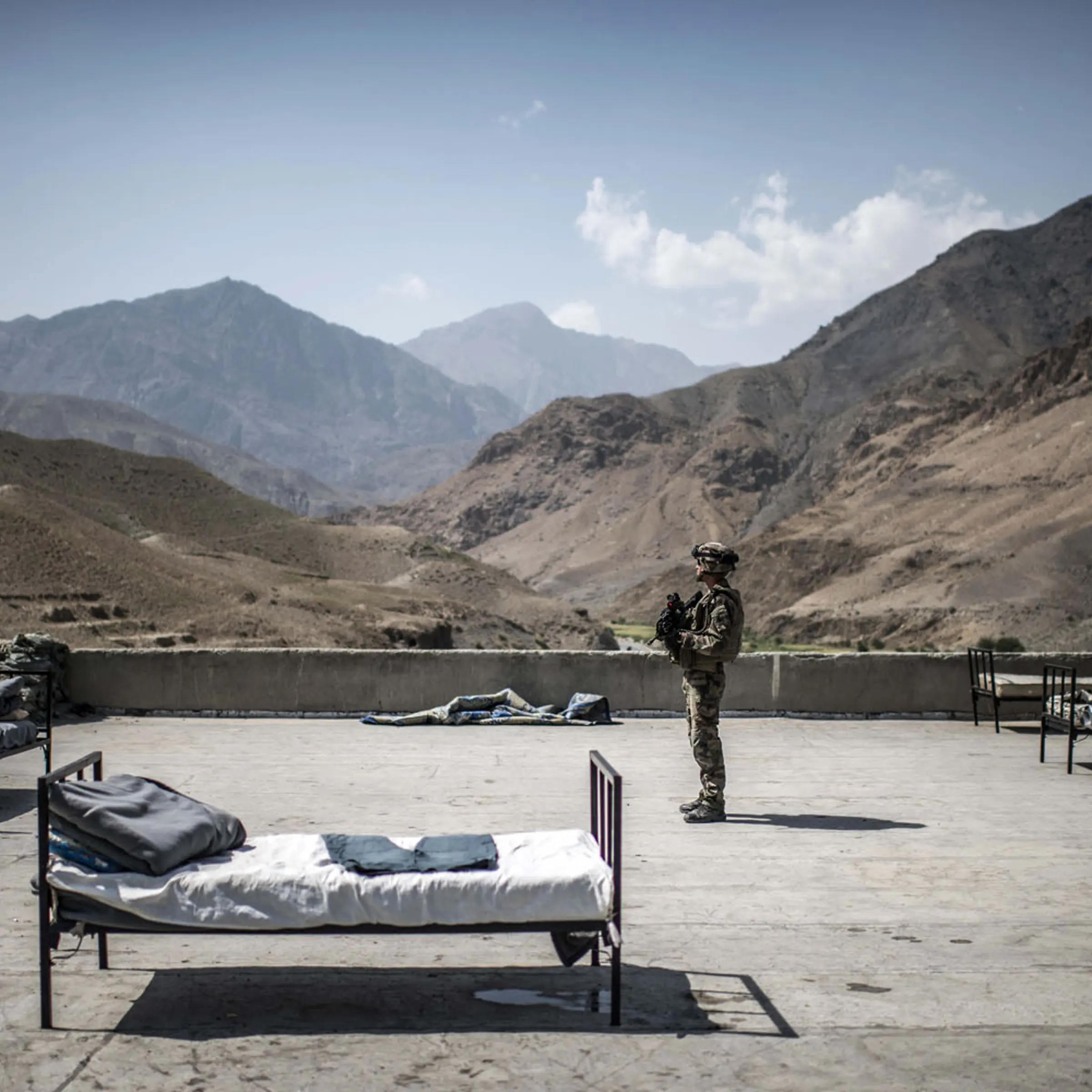 Sept. 24, 2012. A French soldier stands in Naghlu base, Afghanistan.