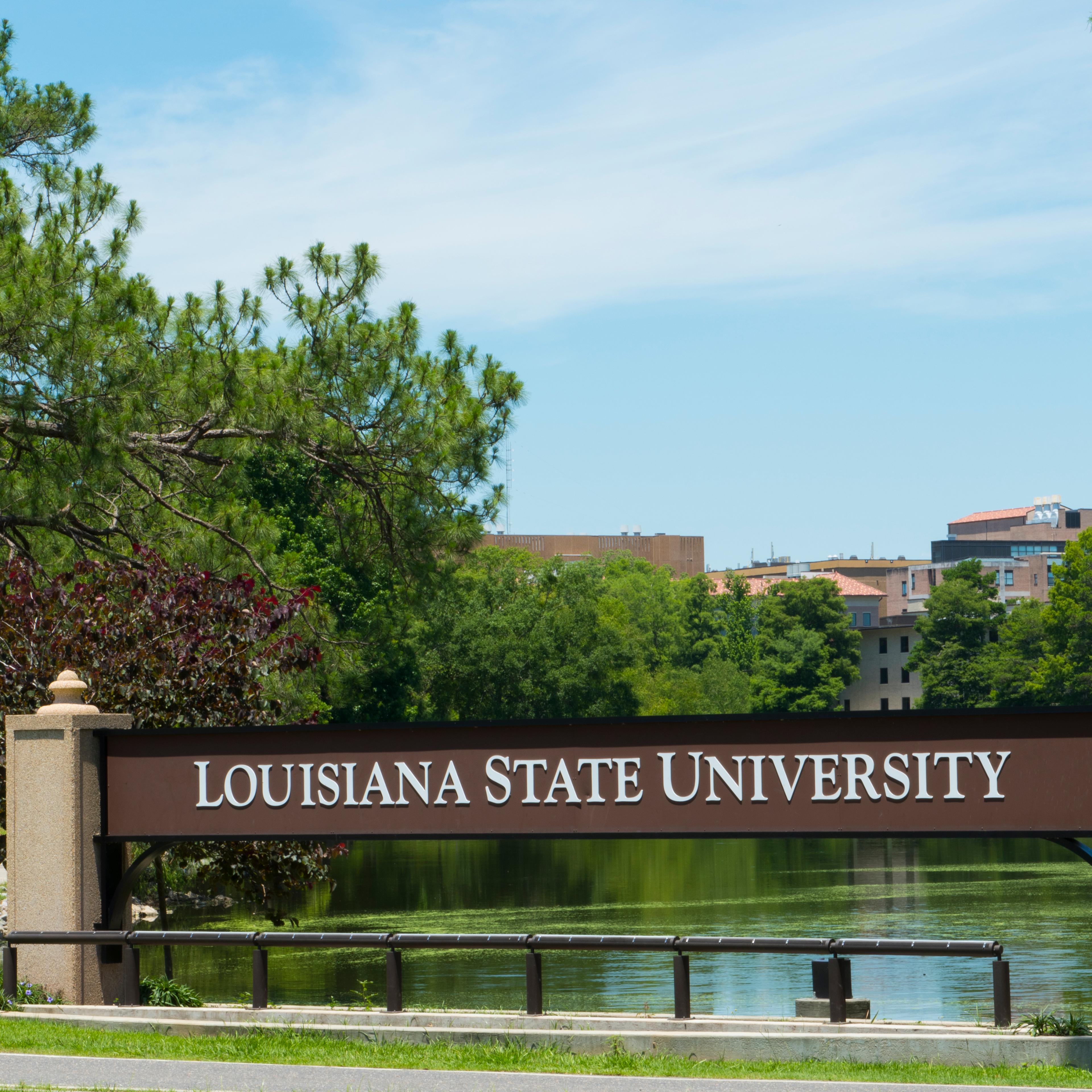 Baton Rouge Louisiana sign for Louisiana State University LSU, Southern life